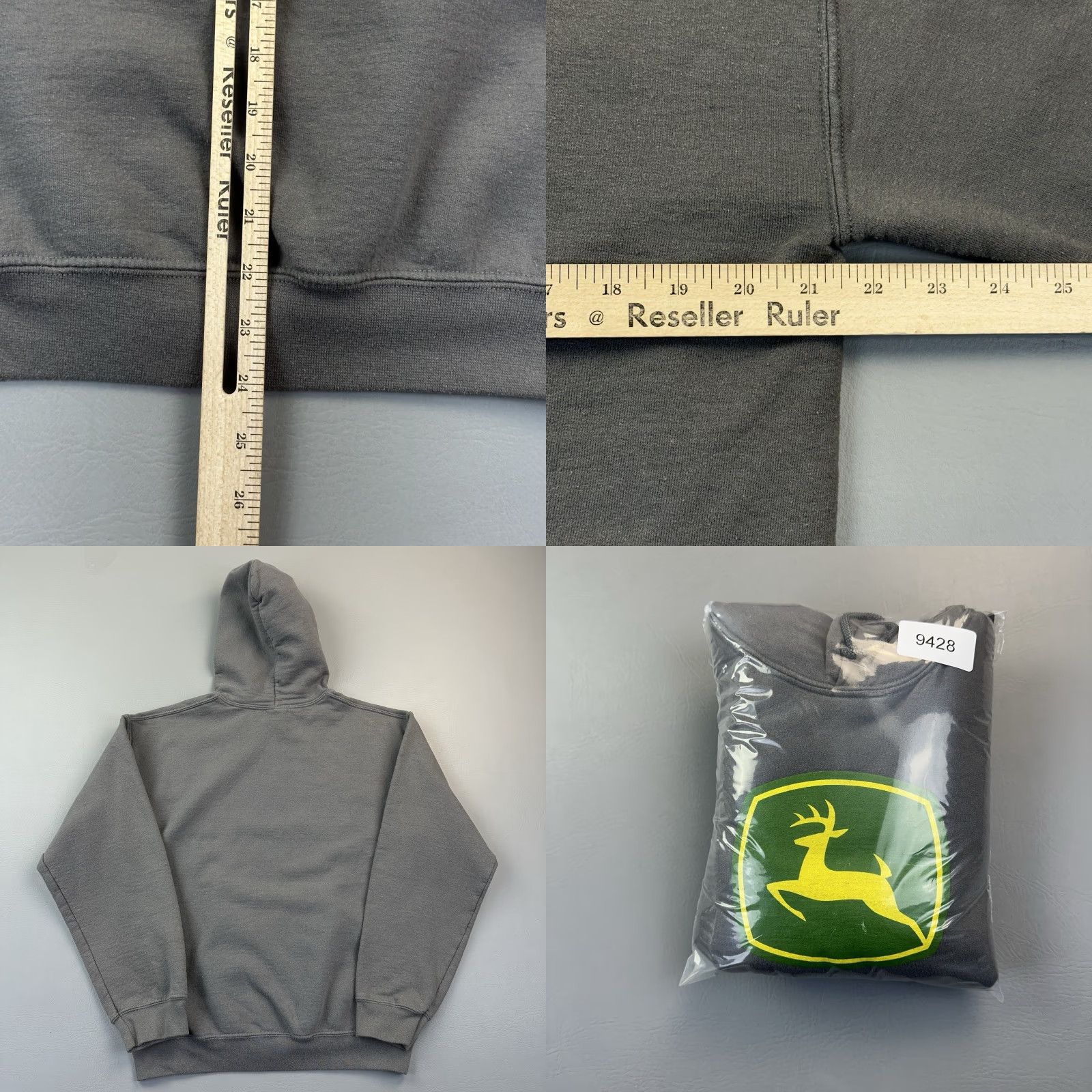 Gildan VINTAGE John Deere Hoodie Mens Medium Gray Big Logo Spell Out Pullover Y2K Size US M / EU 48-50 / 2 - 8 Thumbnail