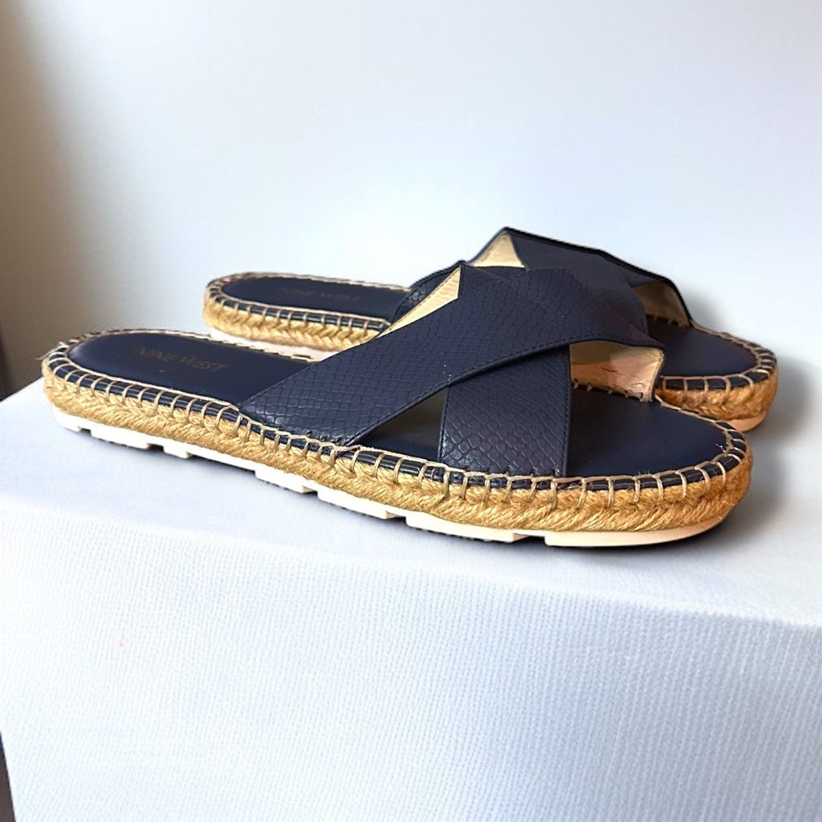 Nine West Nine West Demetria navy espadrille criss cross slide sandals Size US 9 / IT 39 - 1 Thumbnail