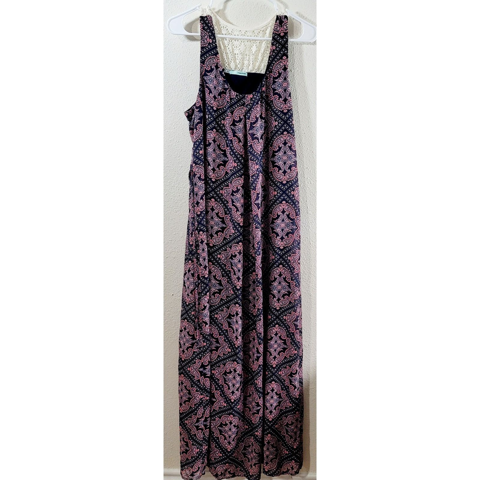 Other Maurices Navy Blue Pink Floral Print A Line Maxi Dress M Size M / US 6-8 / IT 42-44 - 4 Thumbnail