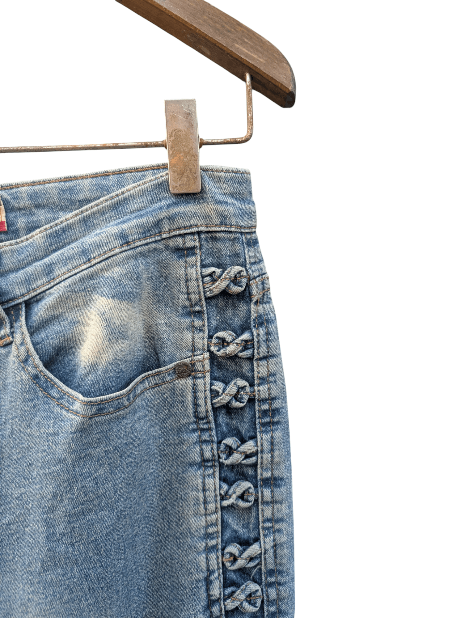 Other Vintage Bantuo Side Lace Flare Jeans Size 30" / US 8 / IT 44 - 4 Thumbnail