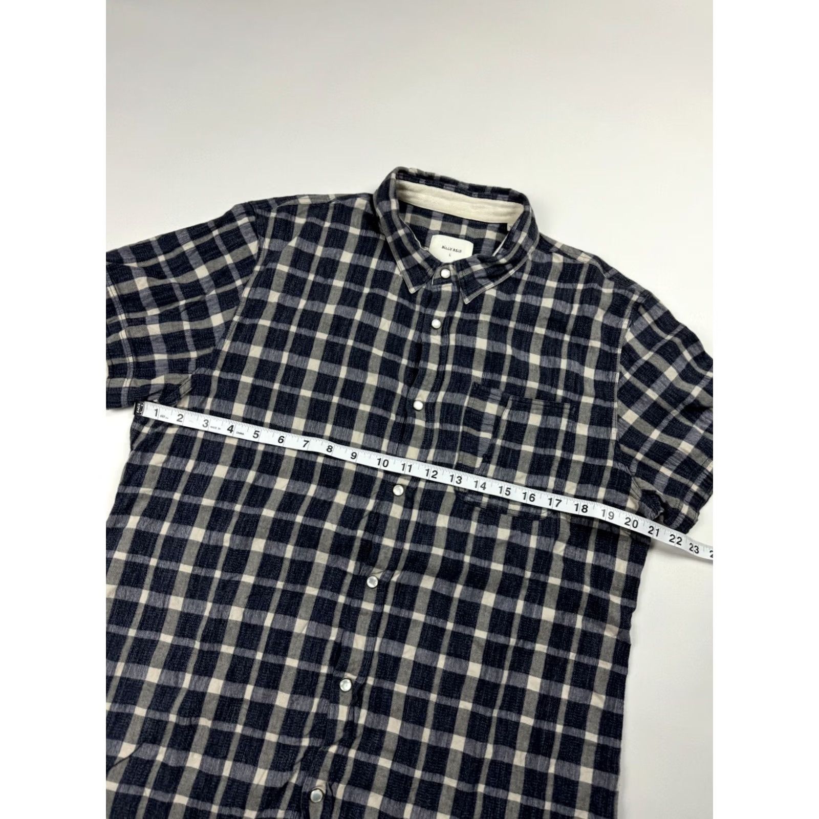 Billy Reid Billy Reid Pearl Snap Button Short Sleeve Shirt Men’s Large Slim Plaid Blue Shirt Size US L / EU 52-54 / 3 - 4 Thumbnail