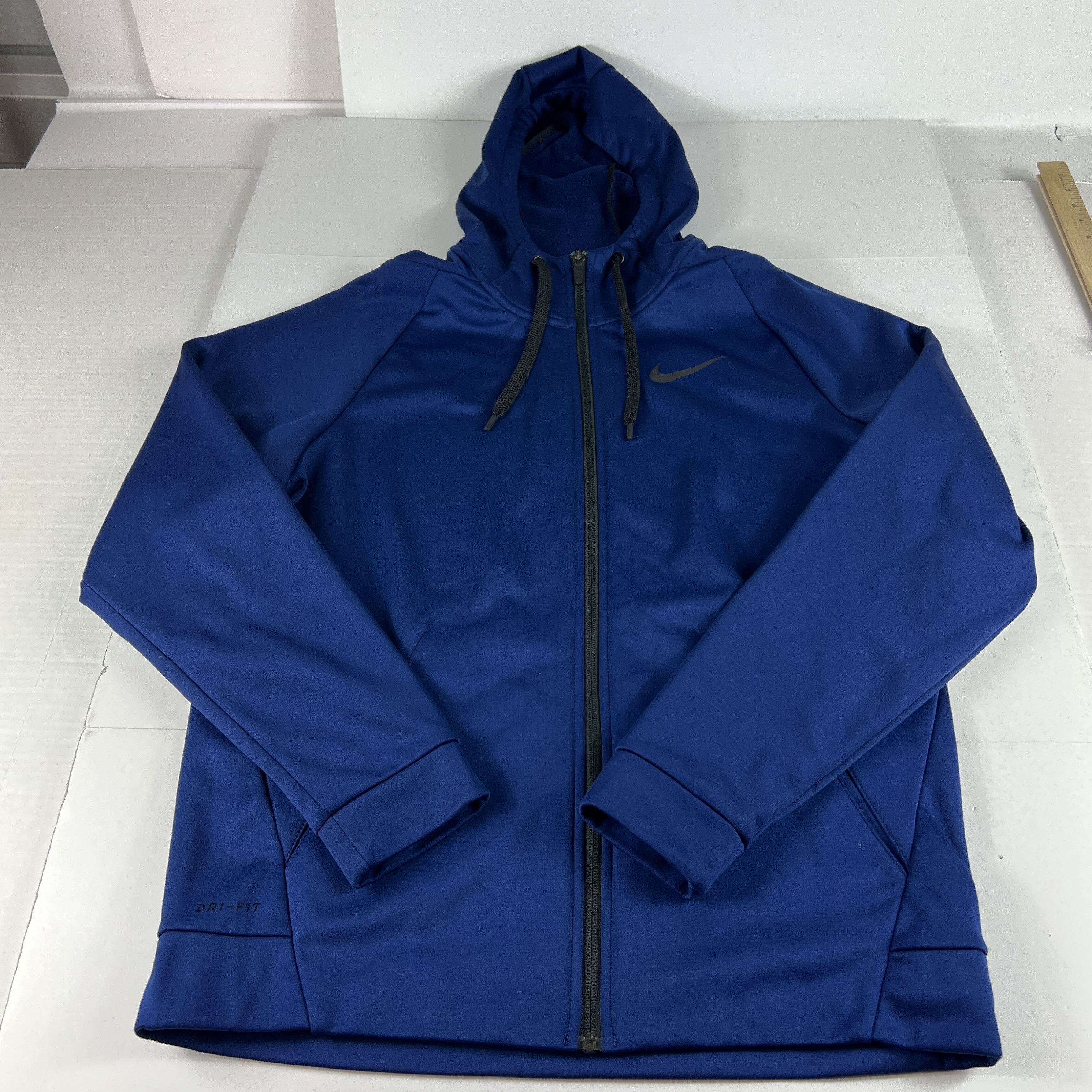 Nike Nike Dri Fit Sweatshirt Blue Black Shiny Full Zip Hoodie Size US M / EU 48-50 / 2 - 1 Thumbnail