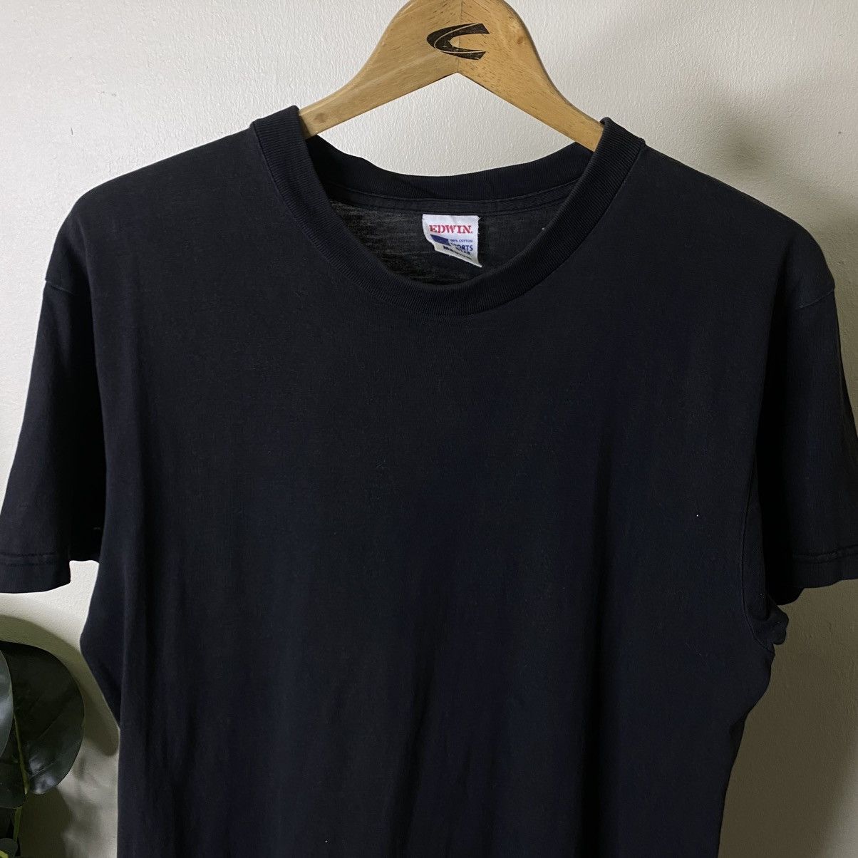 Edwin Vintage 1990s Edwin Black Blank T Shirt Size US M / EU 48-50 / 2 - 2 Thumbnail