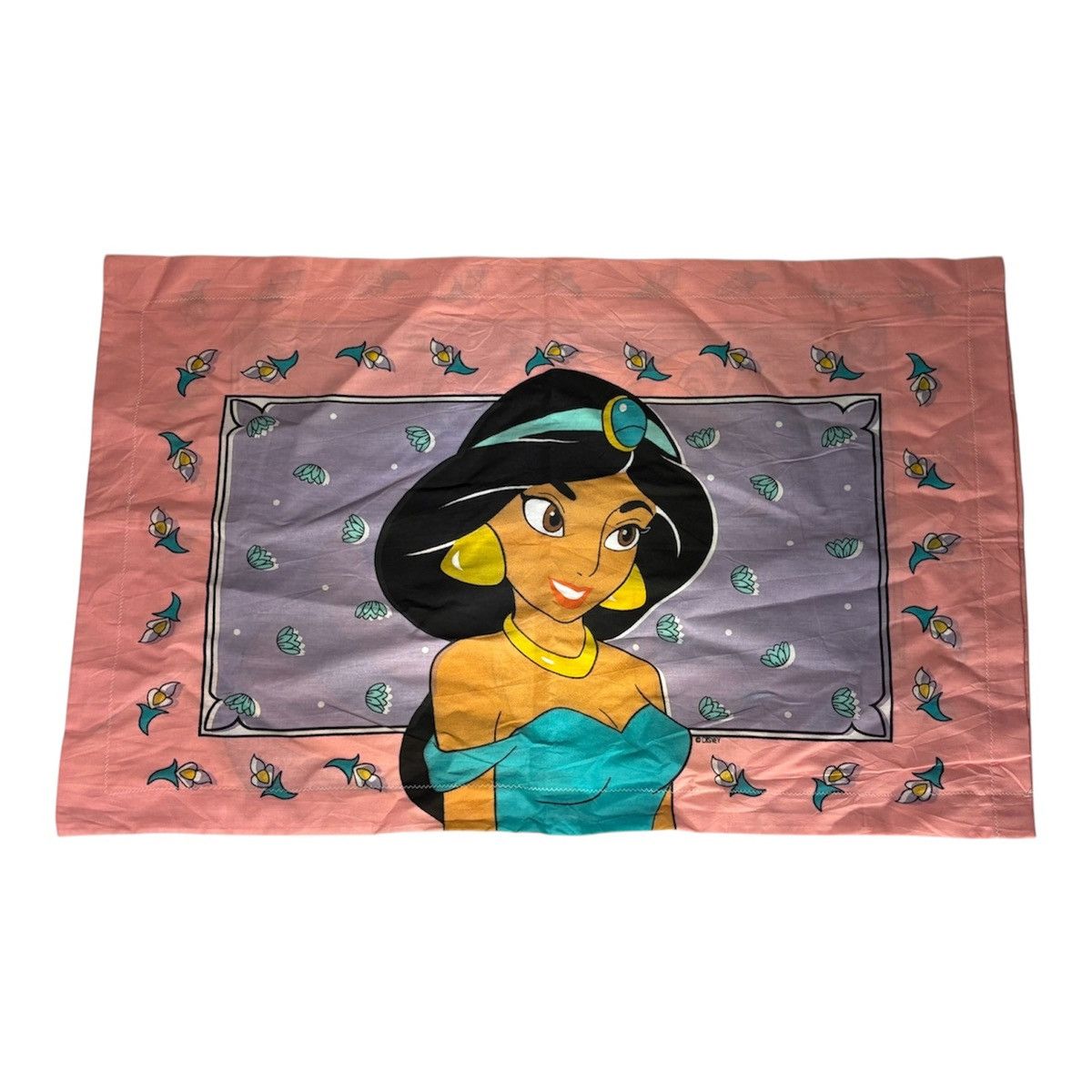 Disney Vintage 90s Disneys Aladdin Princess Jasmine Raja Pillowcase Size ONE SIZE - 1 Thumbnail