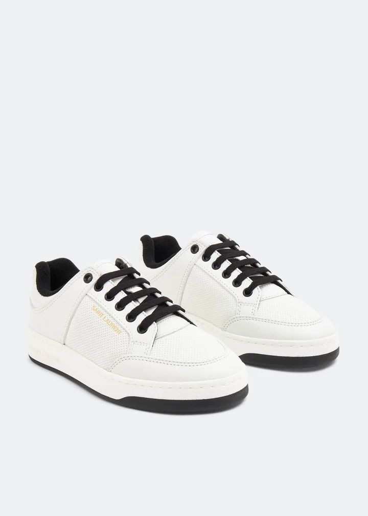 Saint Laurent Paris o1bcso1str1225 SL/61 Low Top Sneakers in White/Black Size US 6 / IT 36 - 4 Thumbnail