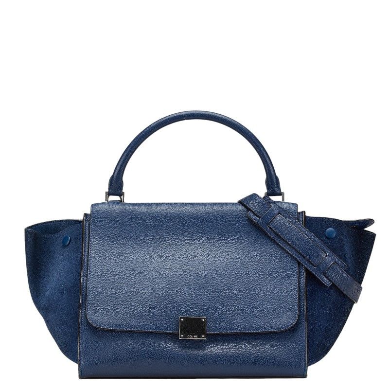 Celine Celine Trapeze Leather Suede 2Way Bag Leather Shoulder Bag in Blue, Women's