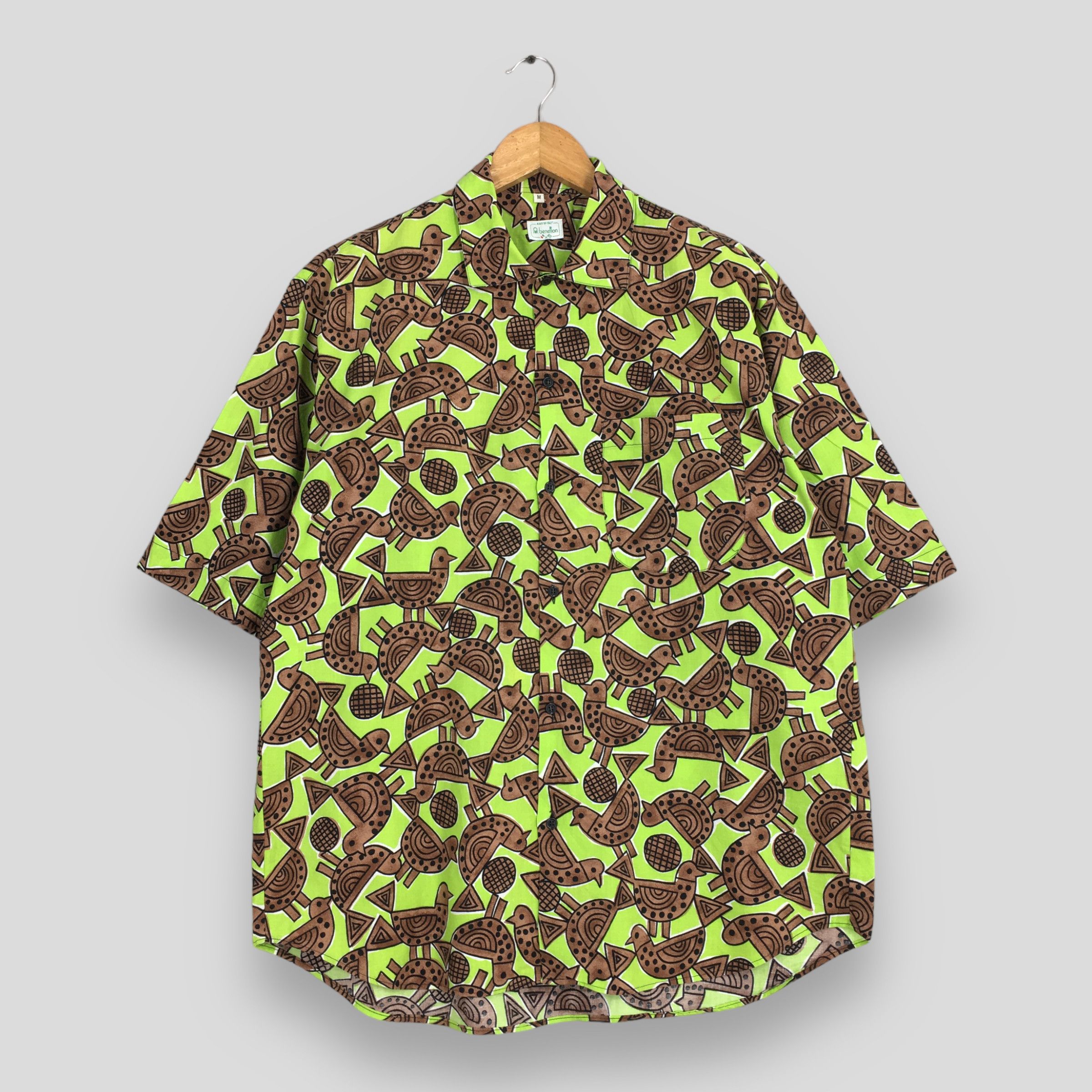 image of Vintage Benetton Pop Art Abstract Shirt Buttondown Medium, Men's