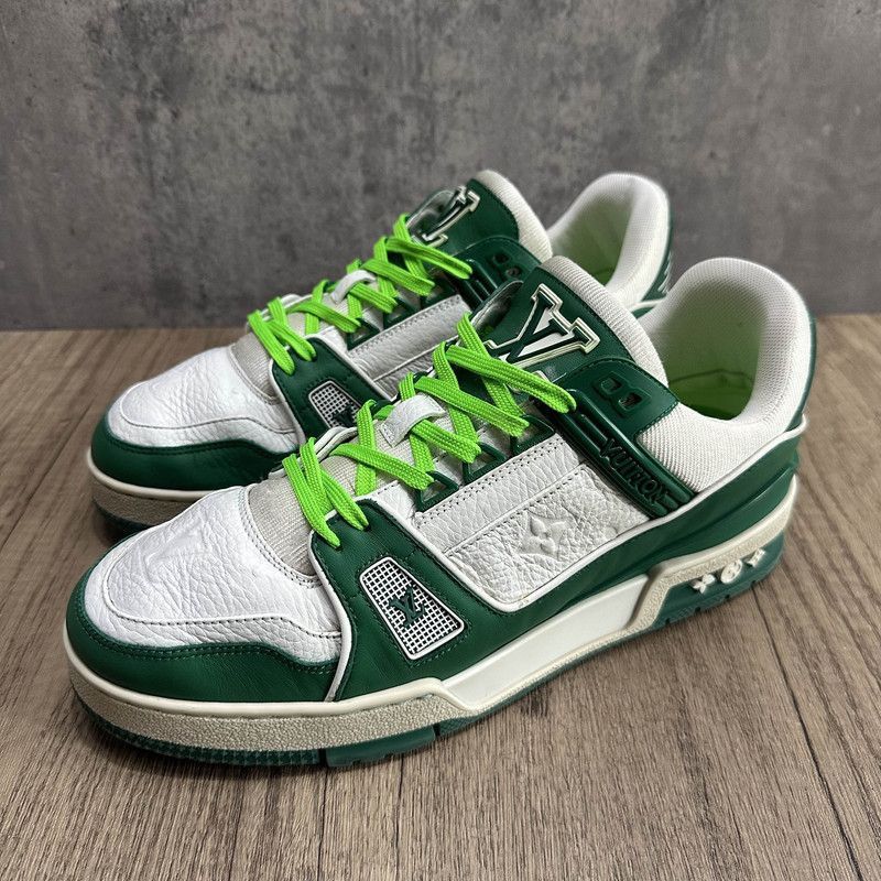 Louis Vuitton Louis Vuitton Low-Top Trainer Sneaker in White and Green - Size US 8.5 / EU 41-42 - 1 Thumbnail