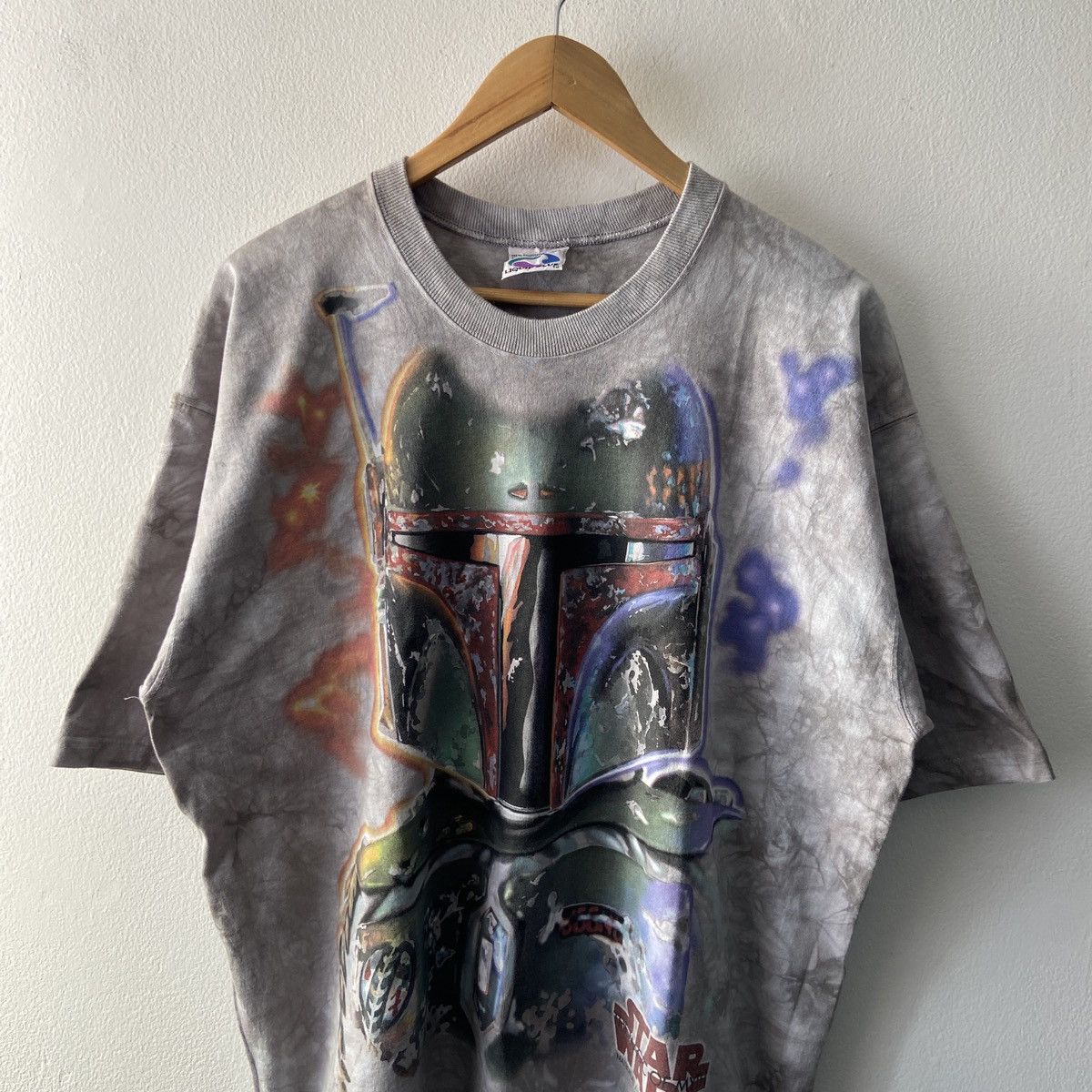 Liquid Blue × Star Wars × Vintage MISPRINT 1997 Boba Fett Liquid Blue Tie-Dye Tee Size US XL / EU 56 / 4 - 2 Thumbnail