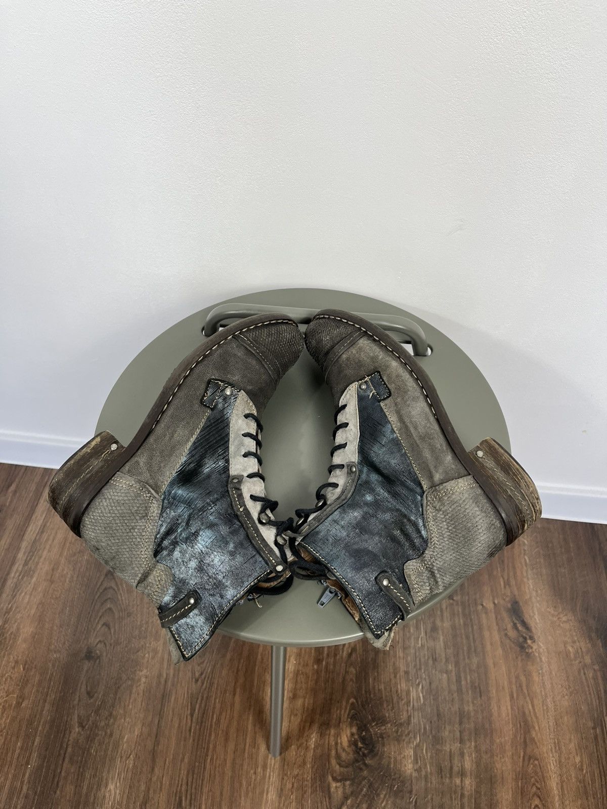 Vintage Avant-Garde Distressed Italian Mixed-Leather Combat Boots 40 Size US 9 / IT 39 - 7 Thumbnail