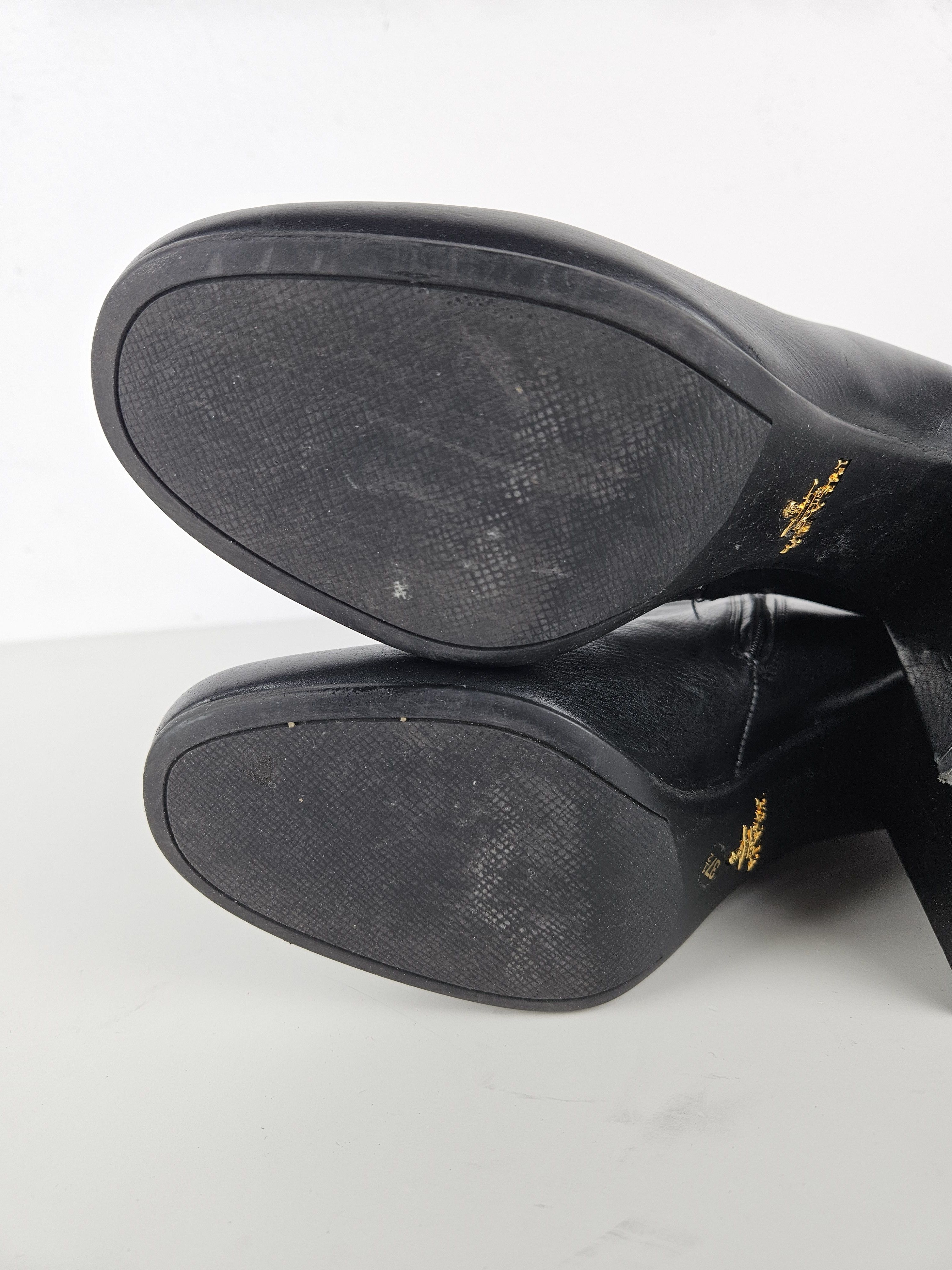 Prada Prada calf leather side zip block heel ankle boots Size US 7.5 / IT 37.5 - 15 Thumbnail