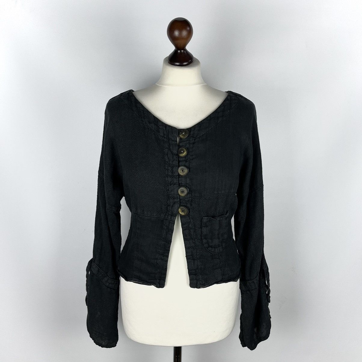 If Six Was Nine Avant-Garde Ewa I Walla linen cotton ladies gothic cardigan Size M / US 6-8 / IT 42-44 - 2 Thumbnail