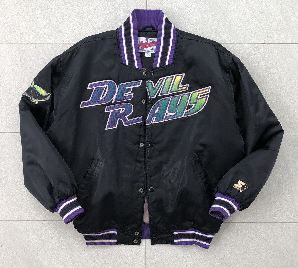 Starter Vintage Starter Diamond Collection Devil Rays Bomber Jacket Size US L / EU 52-54 / 3 - 2 Thumbnail