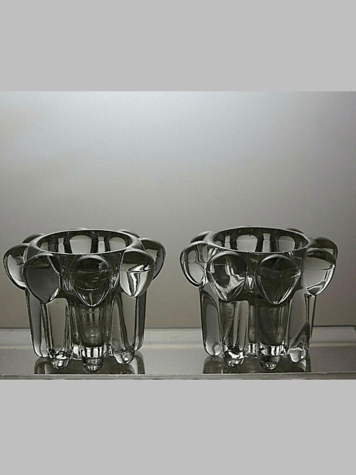The Unbranded Brand Vintage Glass Set Of 2 Candle Holders 2 1/4" Size ONE SIZE - 1 Thumbnail