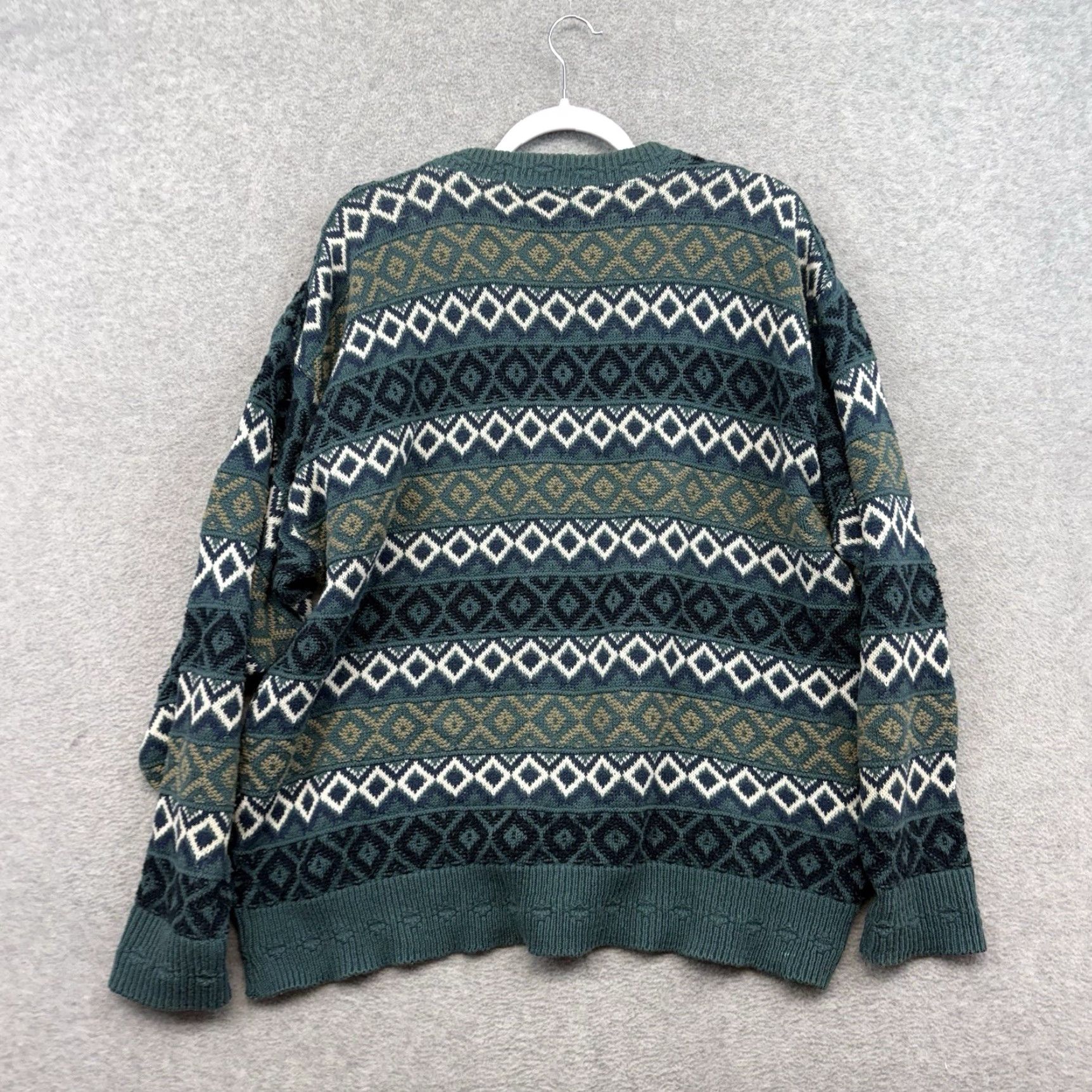 Bill Blass VINTAGE Bill Blass Sweater XL Green Pattern Crewneck USA Pullover 90s Retro Men’s Size US XL / EU 56 / 4 - 7 Thumbnail