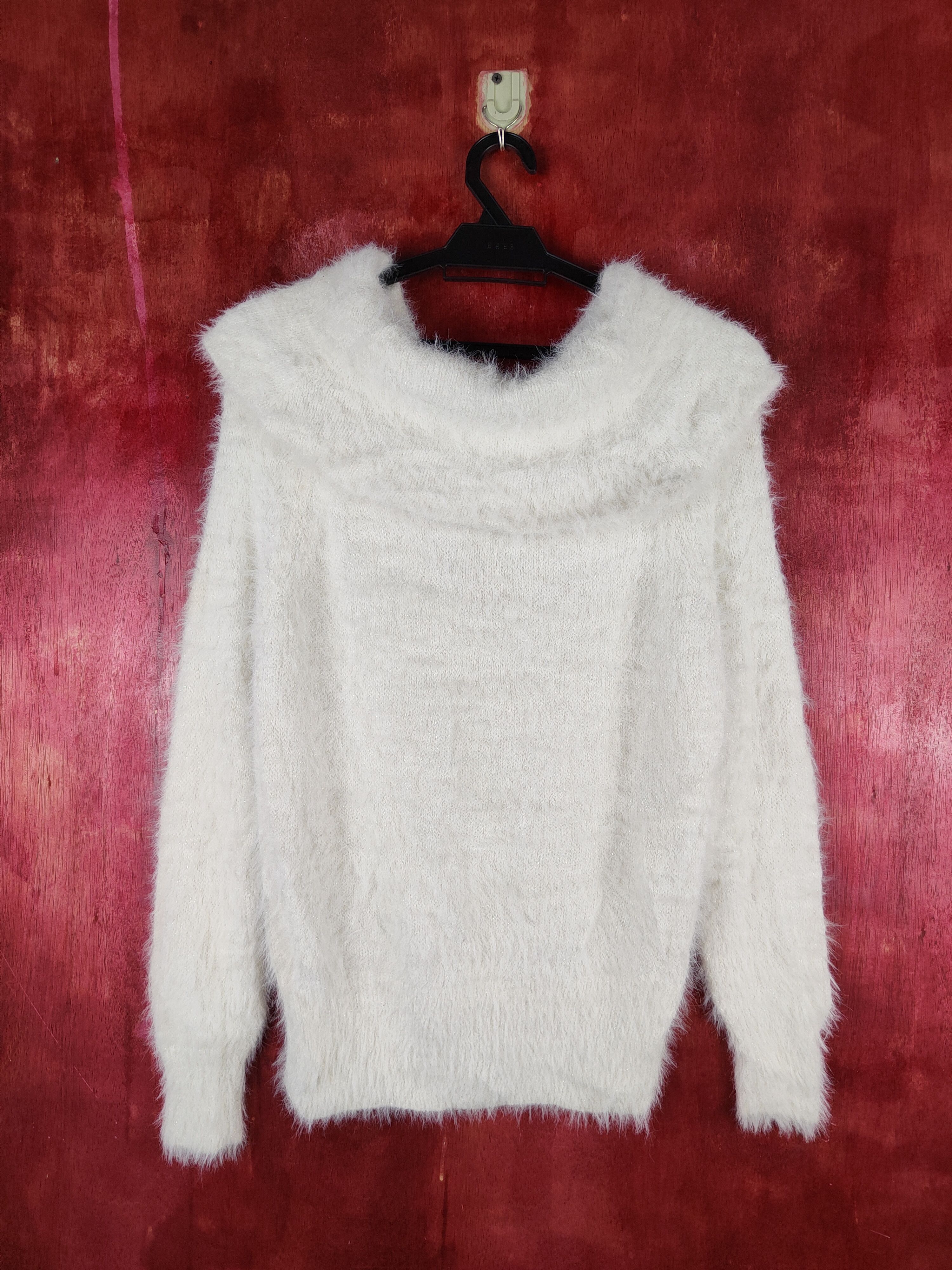 Homespun Knitwear × Japanese Brand × Vintage May Pretty White Shag Shaggy Fur Mohair Knitwear #S1946 Size S / US 4 / IT 40 - 7 Thumbnail