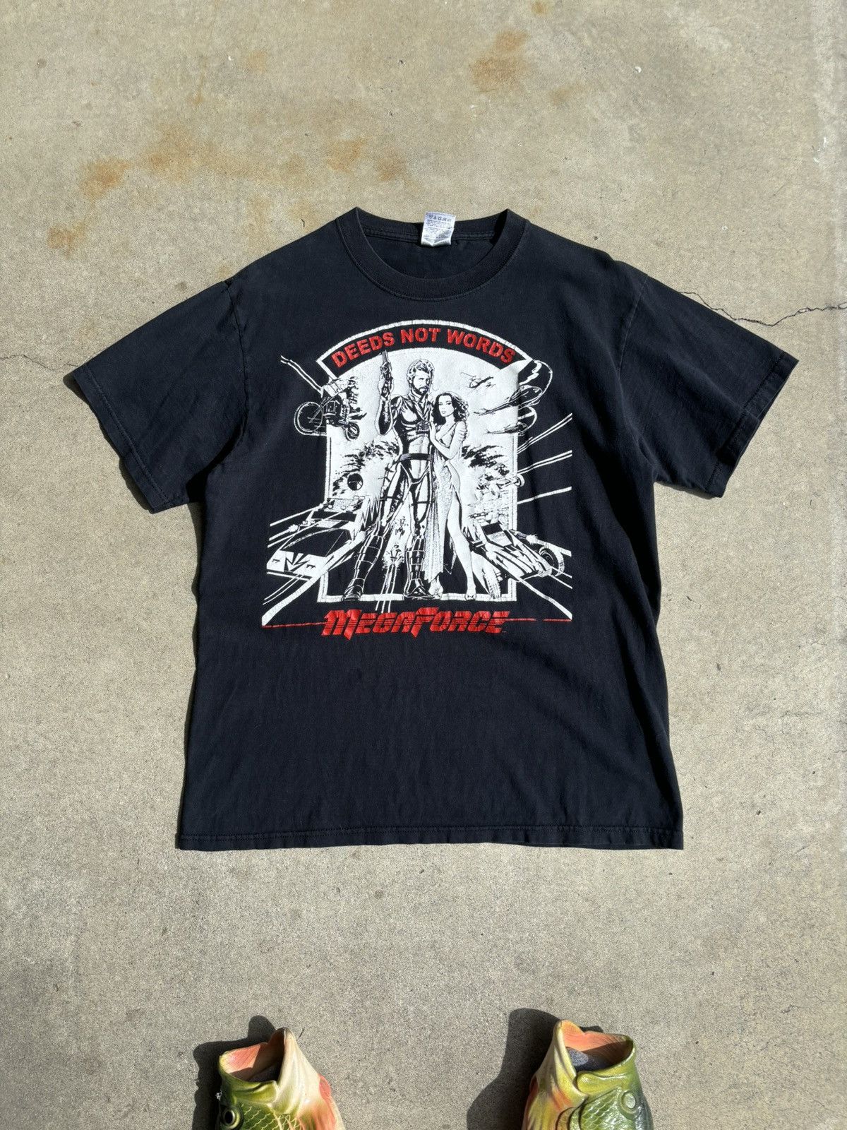 Vintage Crazy Megaforce Movie Faded Black Starshooter Gunner Tee Size US M / EU 48-50 / 2 - 1 Thumbnail
