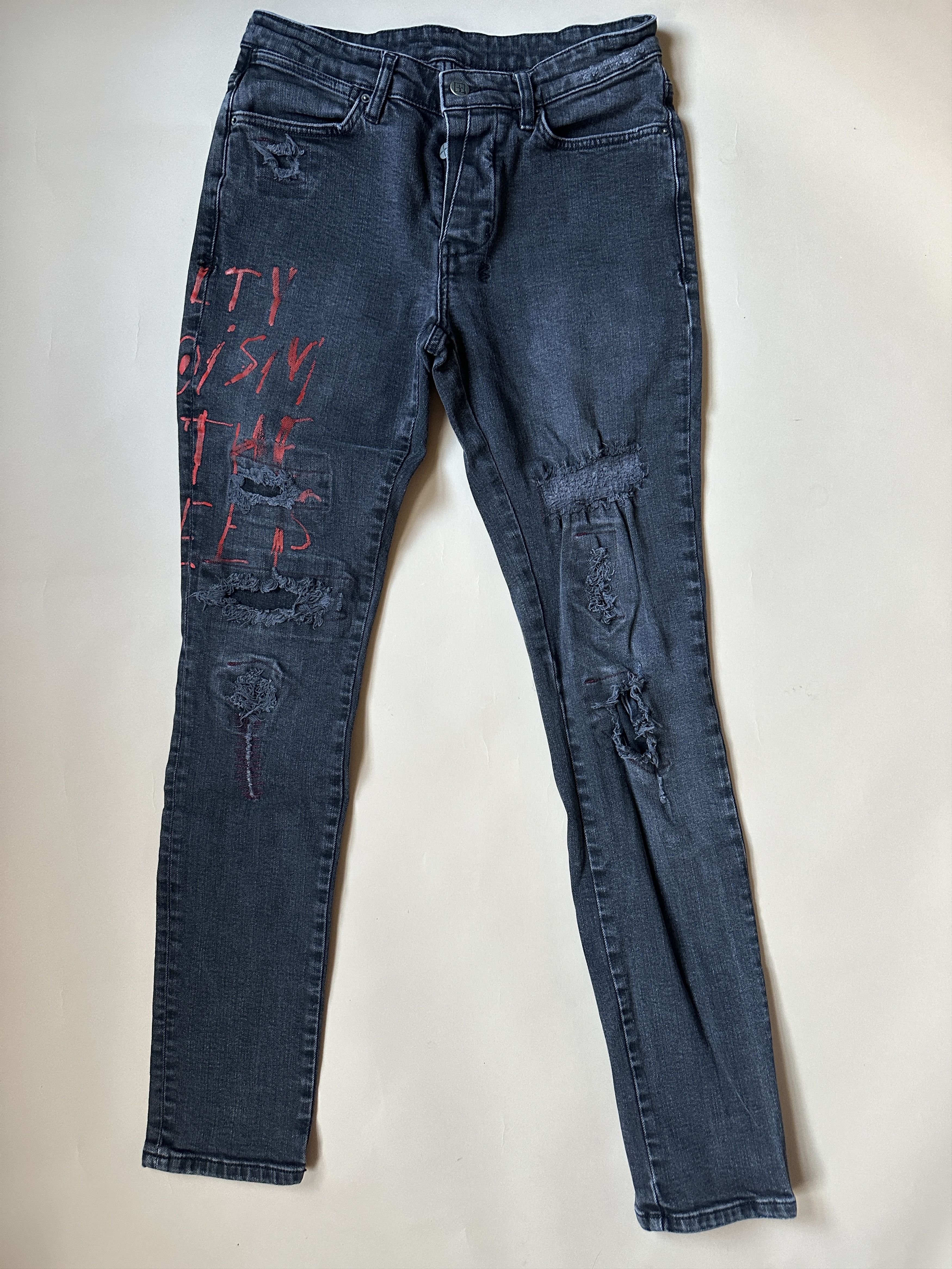 image of Ksubi Van Wrinkle Jeans in Black/Red, Men's (Size 31)