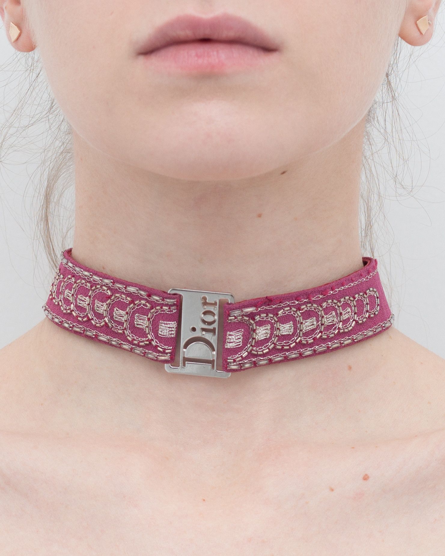 Dior Galliano Era Vintage Embroidered Logo Choker Rare Y2K Size ONE SIZE - 14 Thumbnail