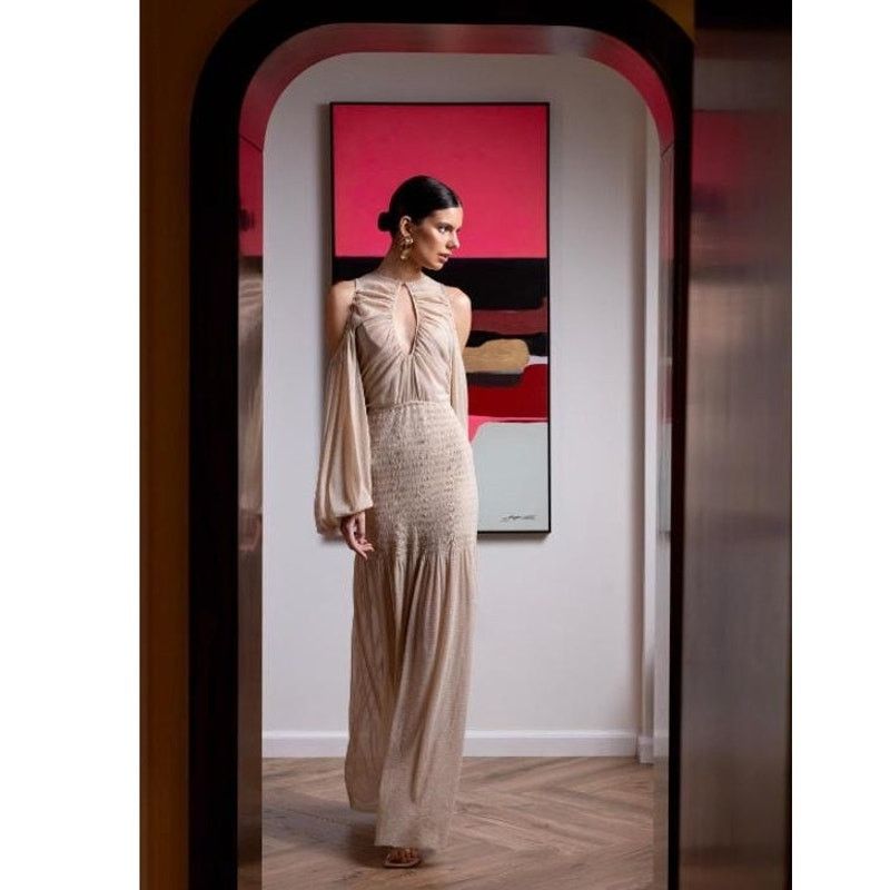 Alice McCall Alice McCall Spell Gown Maxi Dress nude metallic mesh Size 4 Size S / US 4 / IT 40 - 1 Thumbnail