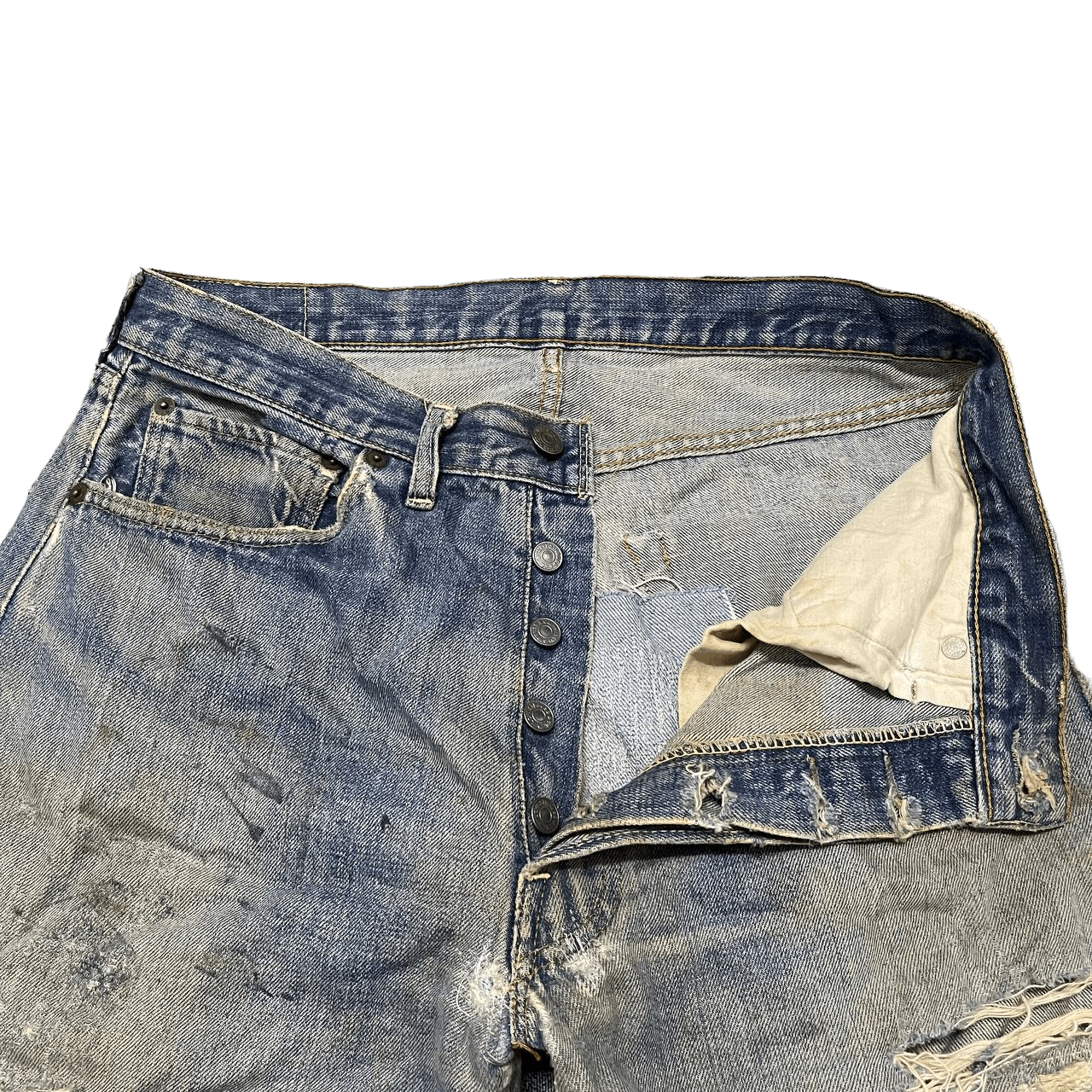 Levi's Vtg Levi's Big E Selvedge Button No.2 Thrashed Cuttoff Denim Size US 32 / EU 48 - 8 Thumbnail