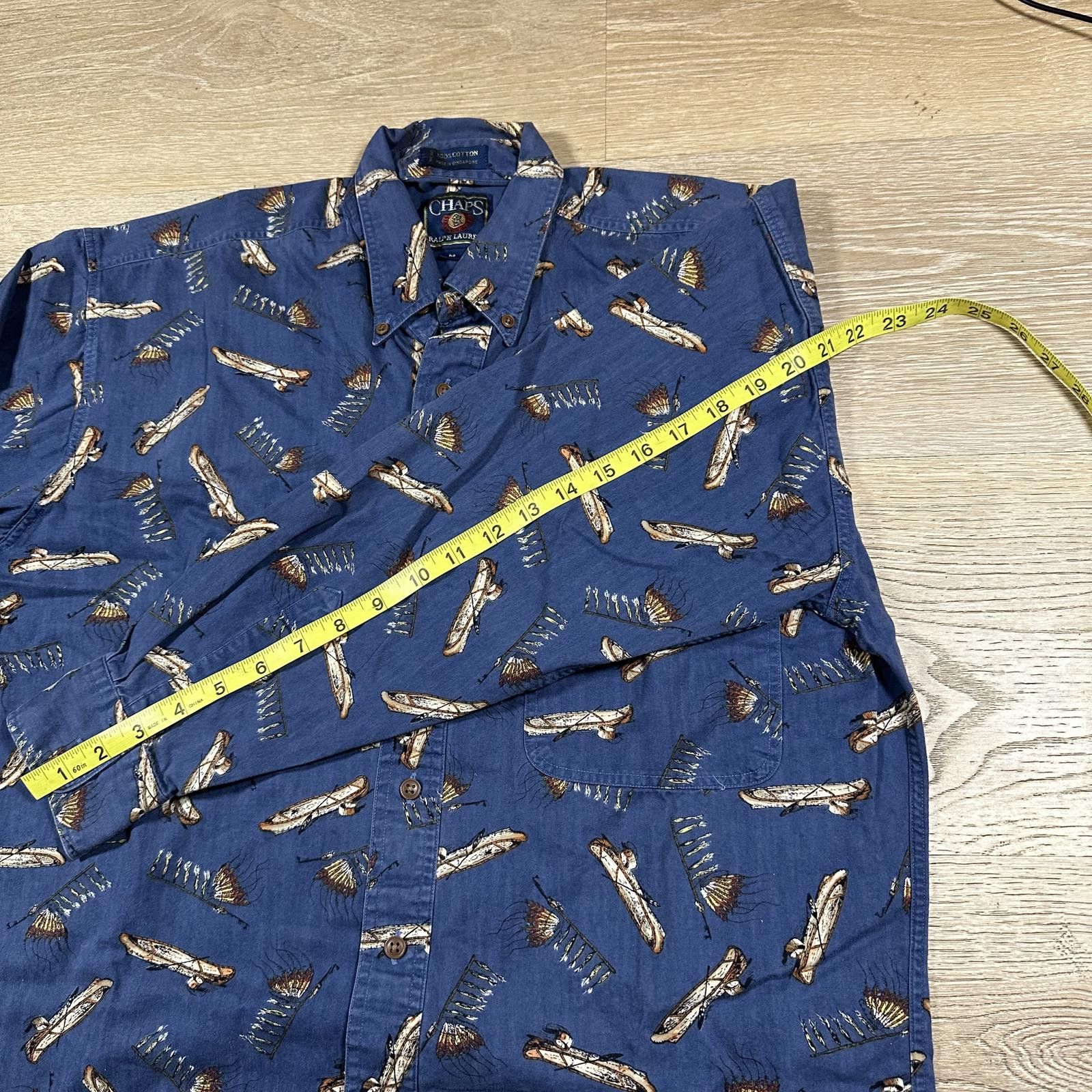 Chaps Chaps Mens Casual Shirt Medium Blue Printed Vintage Size US M / EU 48-50 / 2 - 7 Thumbnail