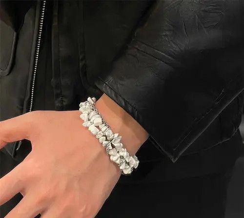 Jewelry White Stone Double Layer Bracelet Size ONE SIZE - 8 Thumbnail