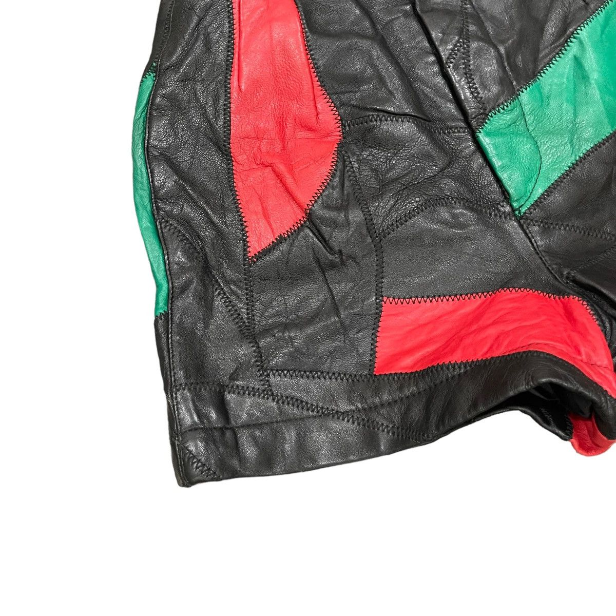 Genuine Leather × Leather × Vintage Rare Genuine Leather Patchwork Short Pants Size 23" - 4 Thumbnail