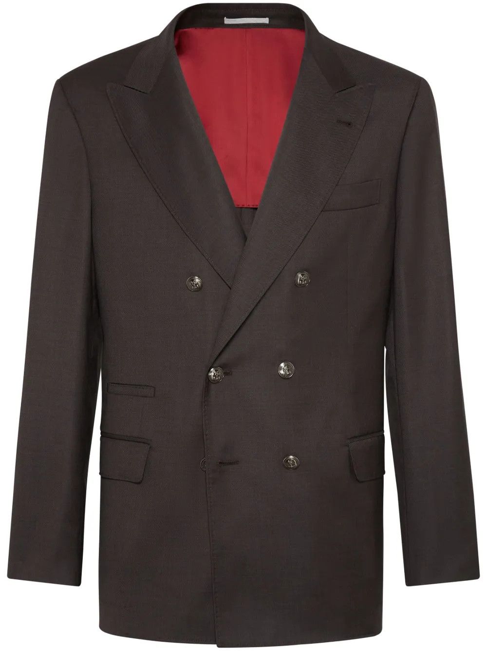 Brunello Cucinelli o1y0526 Double-breasted Blazer in Dark Brown Size US M / EU 48-50 / 2 - 1 Thumbnail