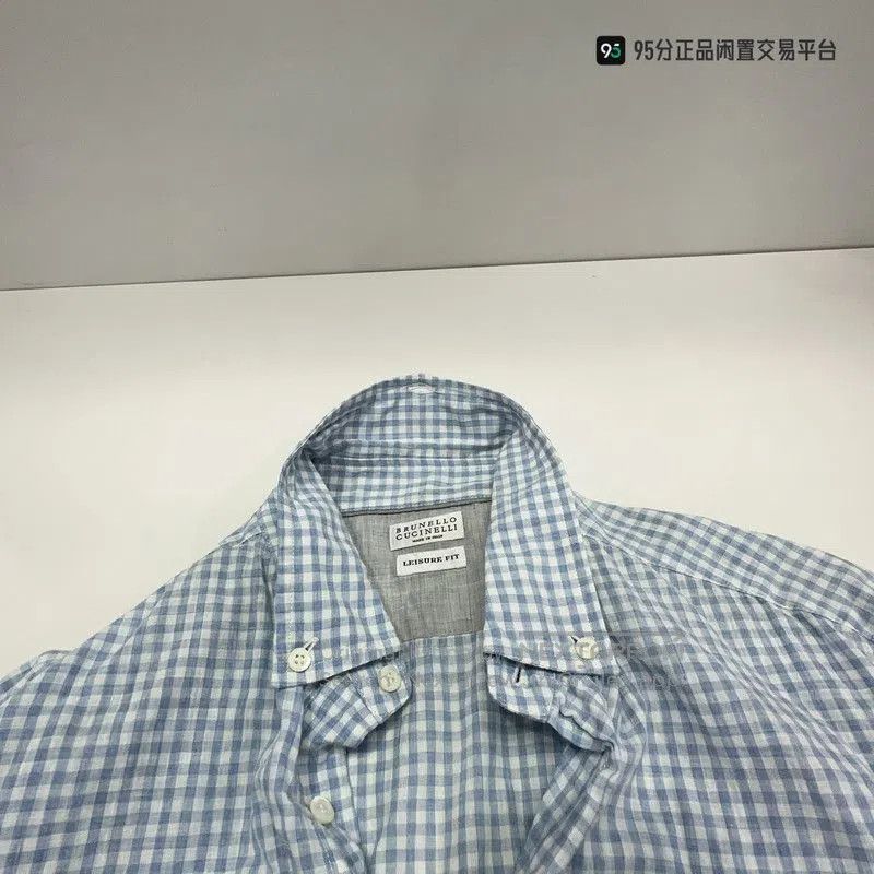 Brunello Cucinelli Brunello Cucinelli Men's Blue Check Long. Size US M / EU 48-50 / 2 - 2 Thumbnail