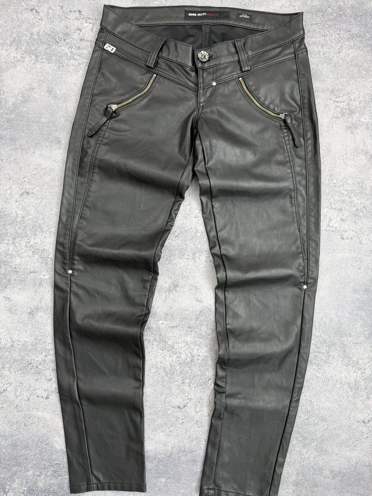 Miss Sixty Miss Sixty Faux Leather Pants Black Zip Shot Vintage Y2K Size 27" / US 4 / IT 40 - 10 Thumbnail
