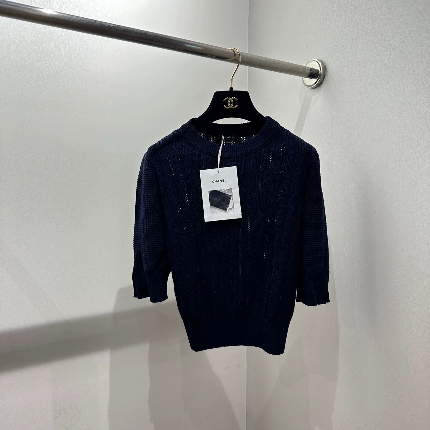 Chanel Chanel mar06 Logo cutout knit short-sleeve 34 cotton Size XS / US 0-2 / IT 36-38 - 1 Thumbnail
