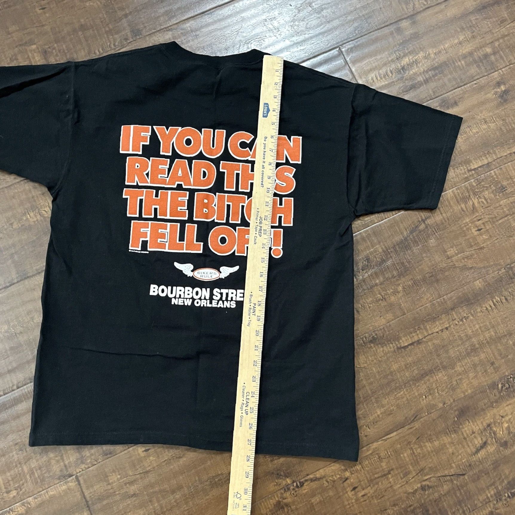 Fruit Of The Loom VINTAGE Biker T-Shirt Large Funny Humor Doubled Sided Motorcycle Black New Orleans Mens Shirt Graphic Print Cotton Size US L / EU 52-54 / 3 - 7 Thumbnail