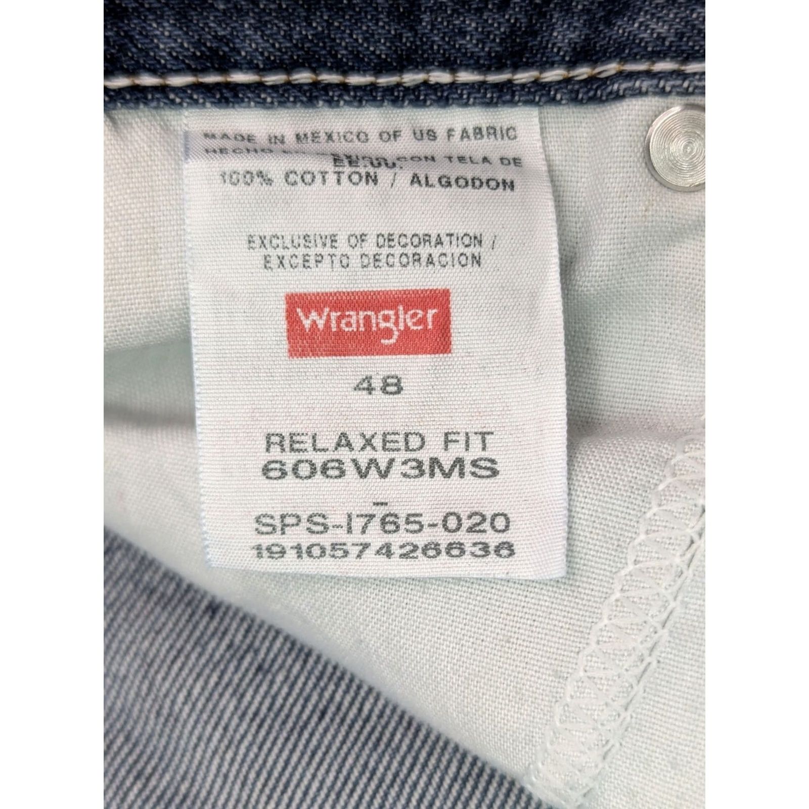 Wrangler Wrangler Jeans Men Relaxed Den9im Blue 49" Waist 5-Pocket Zip Front Relaxed Fit VTG Denim Blue Jeans TruE 49 x 9 In Size US 32 / EU 48 - 7 Thumbnail