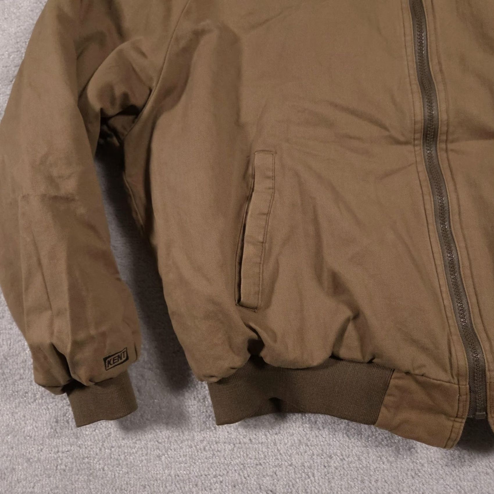 Vintage Kent Jacket Mens XL Brown Workwear Canvas Sherpa Lined Made USA Winter Bomber Jacket with Logo Zipper Pockets Worn Size US XL / EU 56 / 4 - 4 Thumbnail