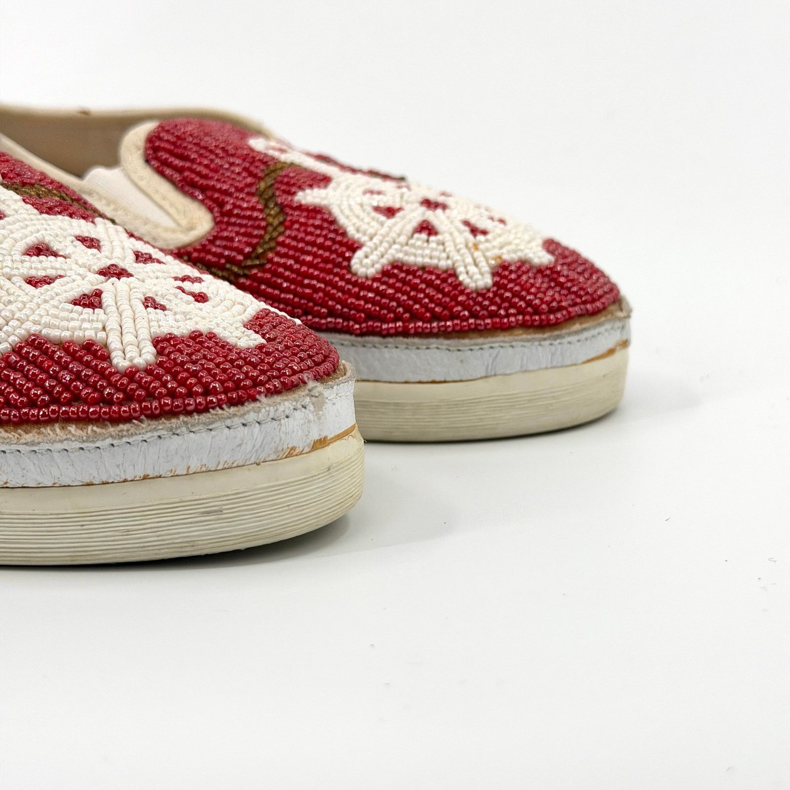 Vintage Vintage 80s Beadz Nautical Beaded Red Canvas Slip On Shoes Size US 9 / IT 39 - 2 Thumbnail