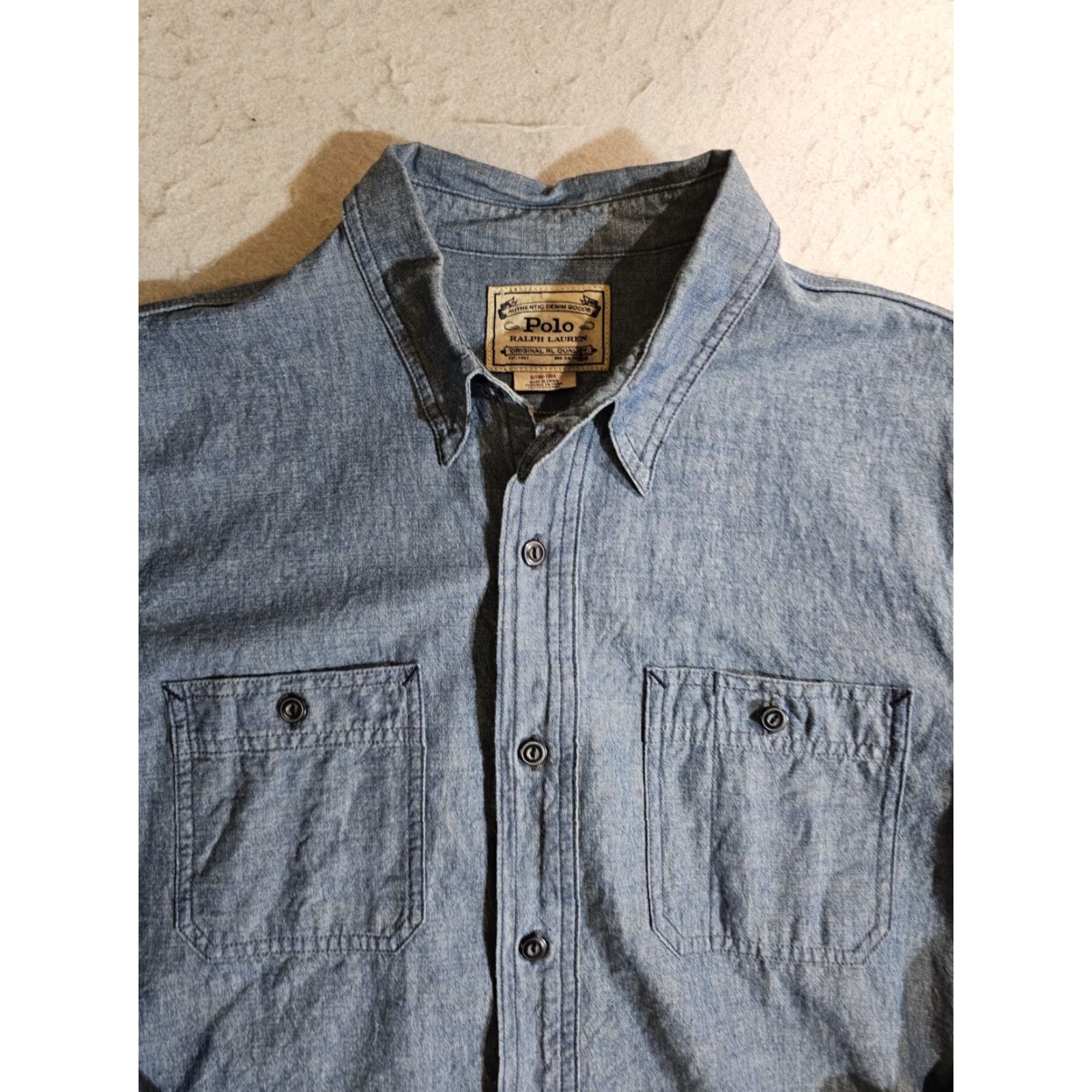 Polo Ralph Lauren VINTAGE Polo Ralph Lauren Button-Up Shirt Denim Goods 80s 90s Mens L Blue Cotton Shirt Polo Ralph Lauren Mens L Size US L / EU 52-54 / 3 - 3 Thumbnail