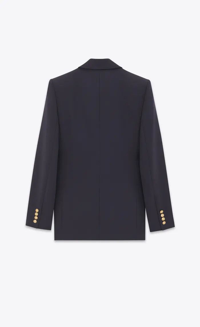 Saint Laurent Paris o1b1hav110425 Jacket In Grain De Poudre in Navy Size M / US 6-8 / IT 42-44 - 2 Thumbnail