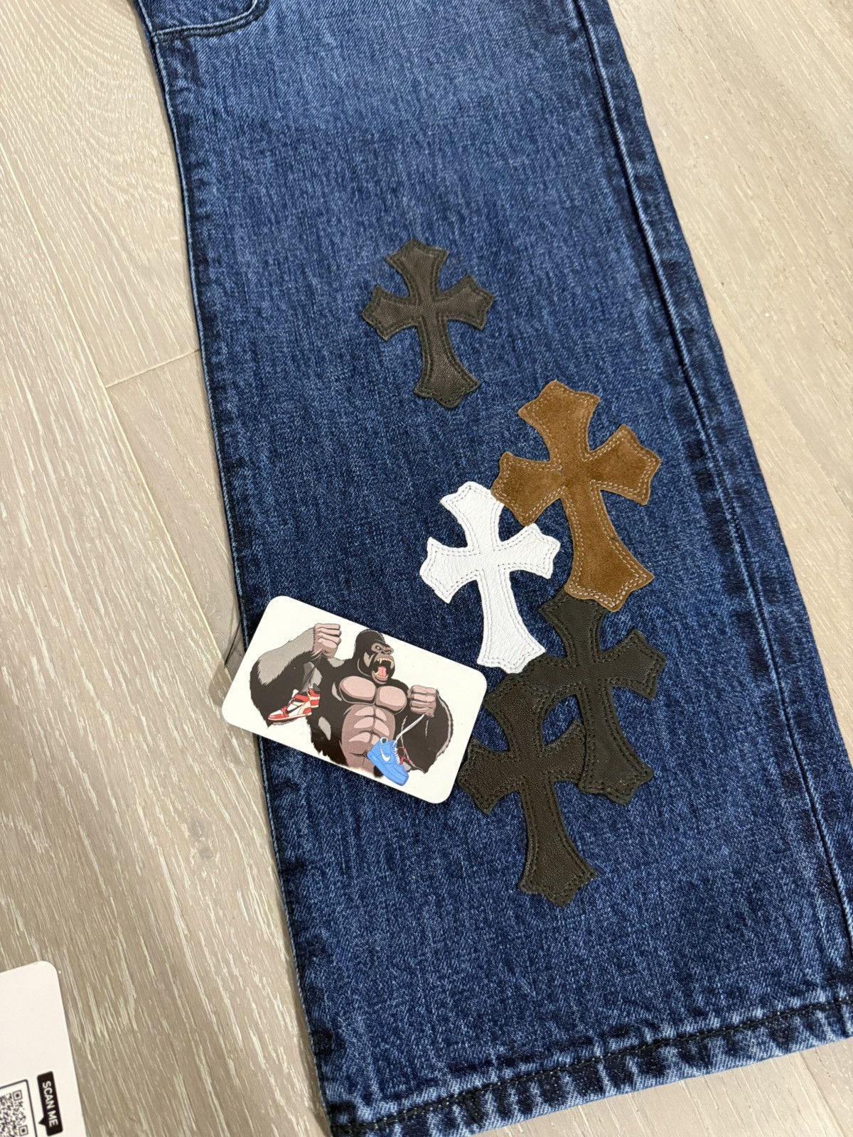 Chrome Hearts Chrome Hearts Indigo Fleur Denim Knee Cross Patch Jeans Size US 32 / EU 48 - 7 Thumbnail