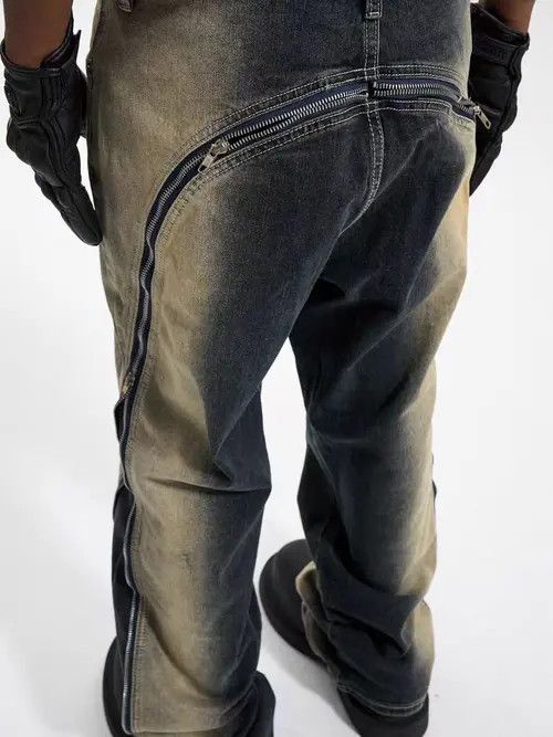 VIBE High street style large zipper gradient washed bootcut jeans Size US 34 / EU 50 - 8 Thumbnail