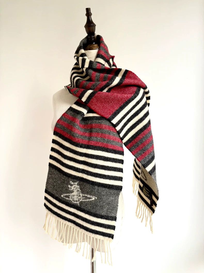 Vivienne Westwood Vivienne Westwood Red and gray striped Saturn wool scarf Size ONE SIZE - 1 Thumbnail