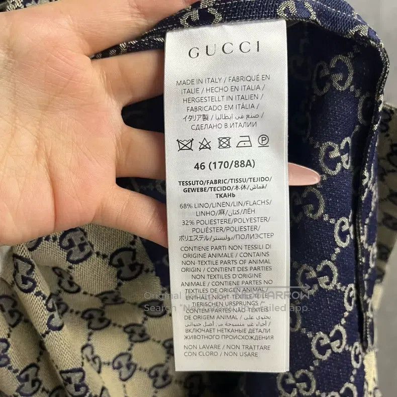 Gucci Gucci Beige Logo Pattern Single-breasted Short-Sleeved Shi Size US S / EU 44-46 / 1 - 3 Thumbnail