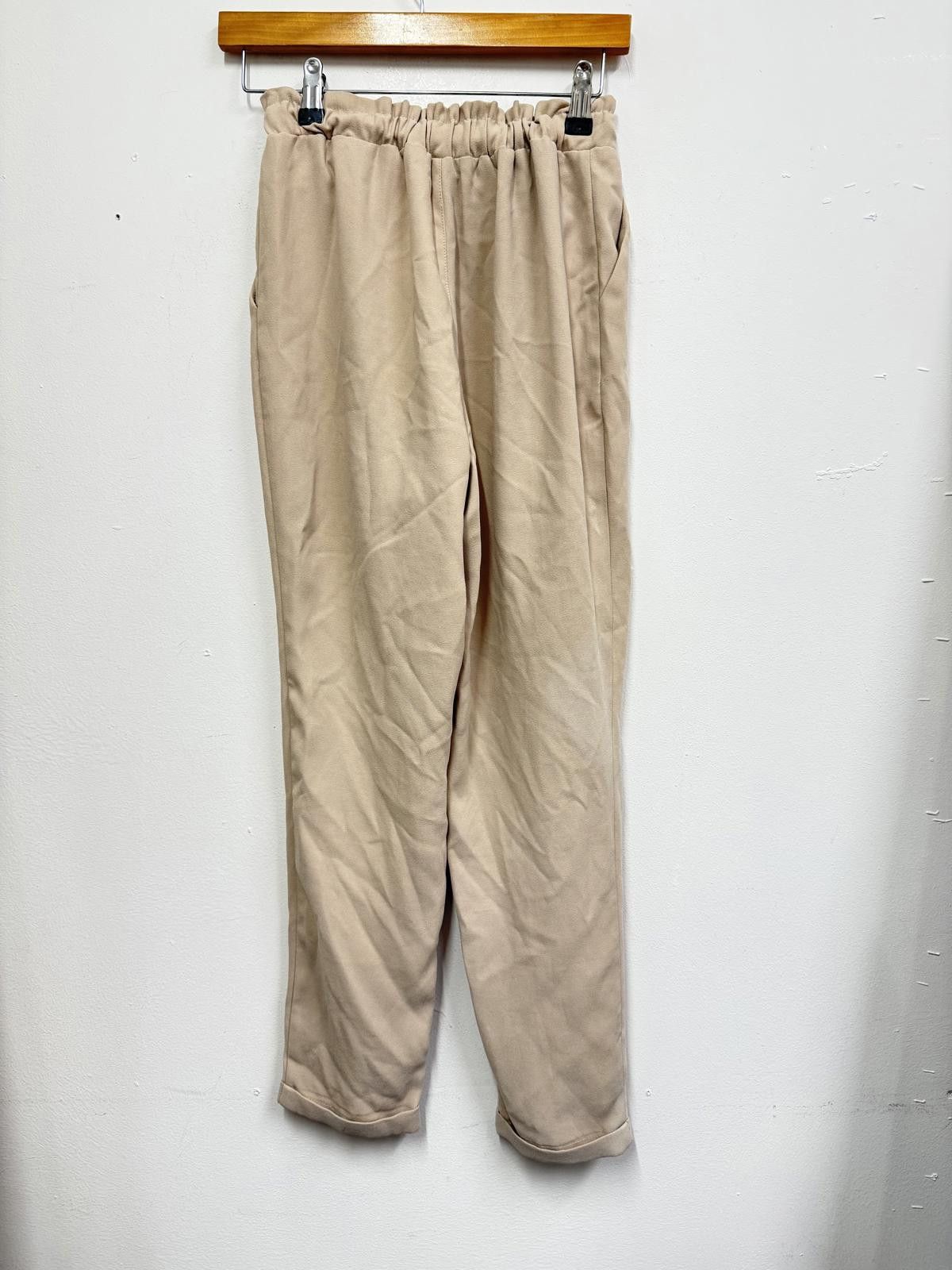 Other Stradivarius Beige Paperbag Waist Trousers with Tie Belt XS Size 26" / US 2 / IT 38 - 4 Thumbnail