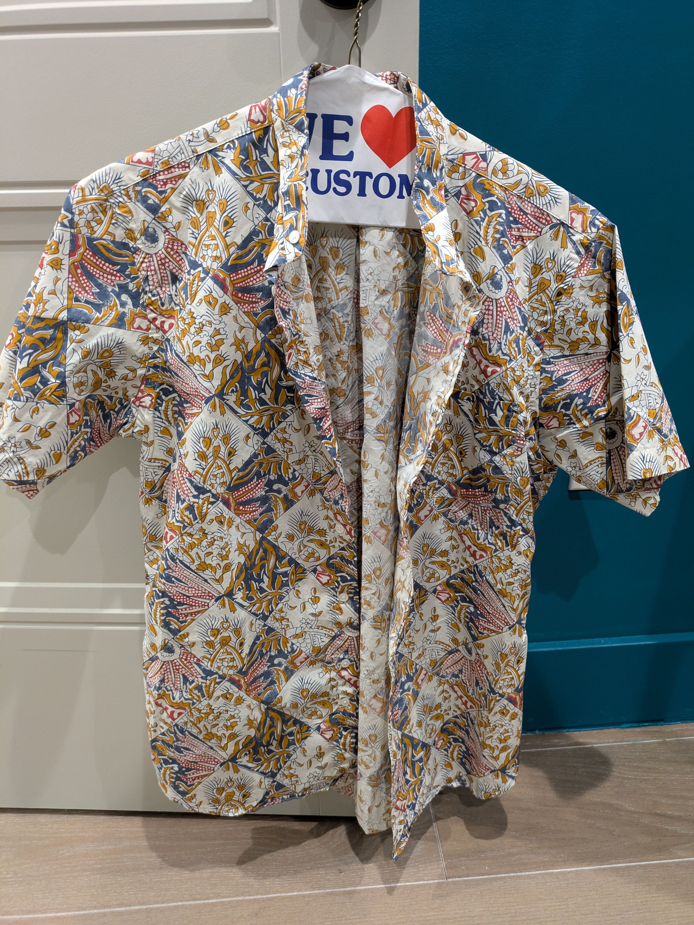 LNWOT Gitman Bros. x Epaulet Damask Print Mandarin Shirt L