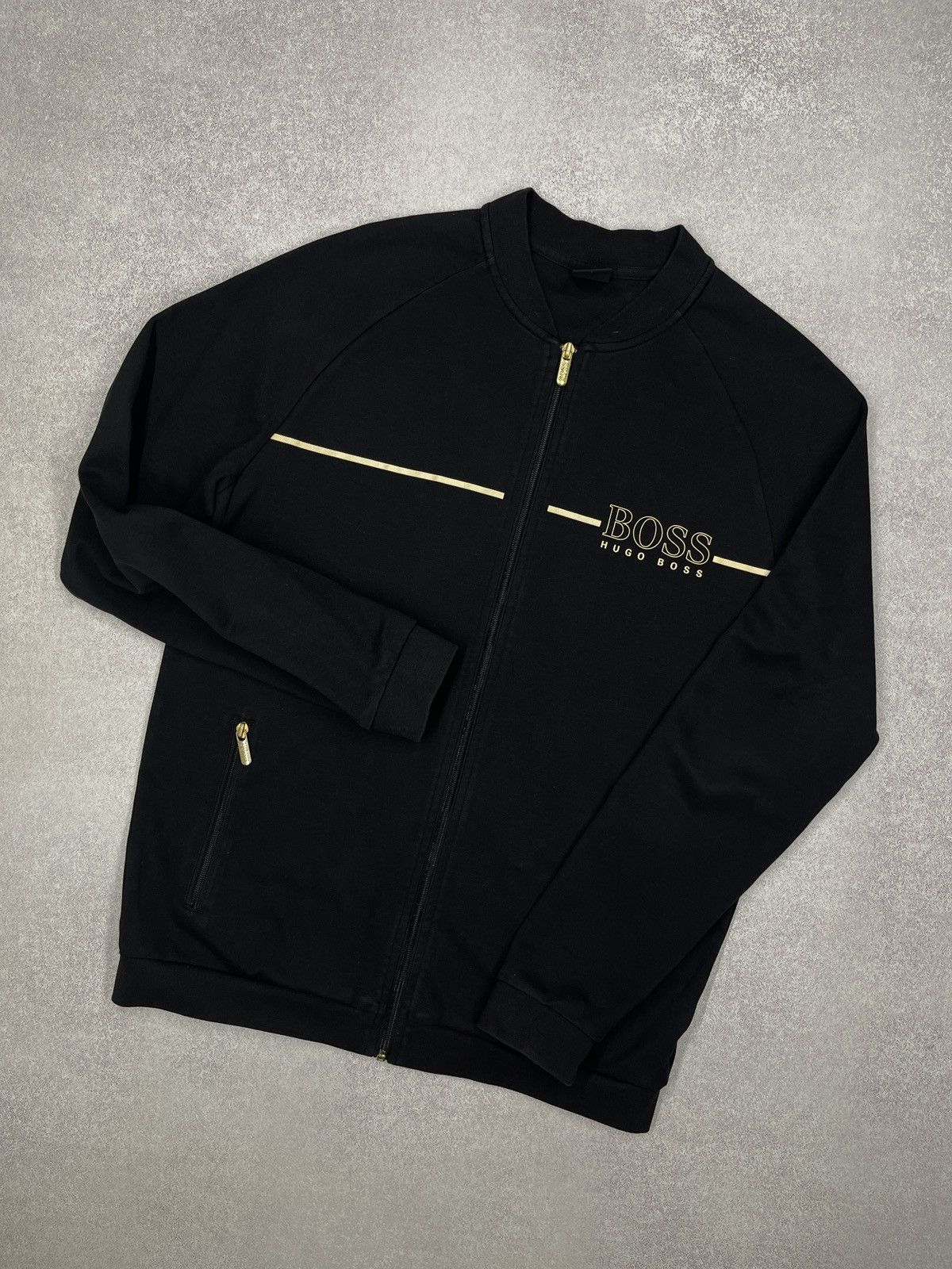 Hugo Boss Mens Hugo Boss Track Jacket Black Gold Size L Size US L / EU 52-54 / 3 - 1 Thumbnail
