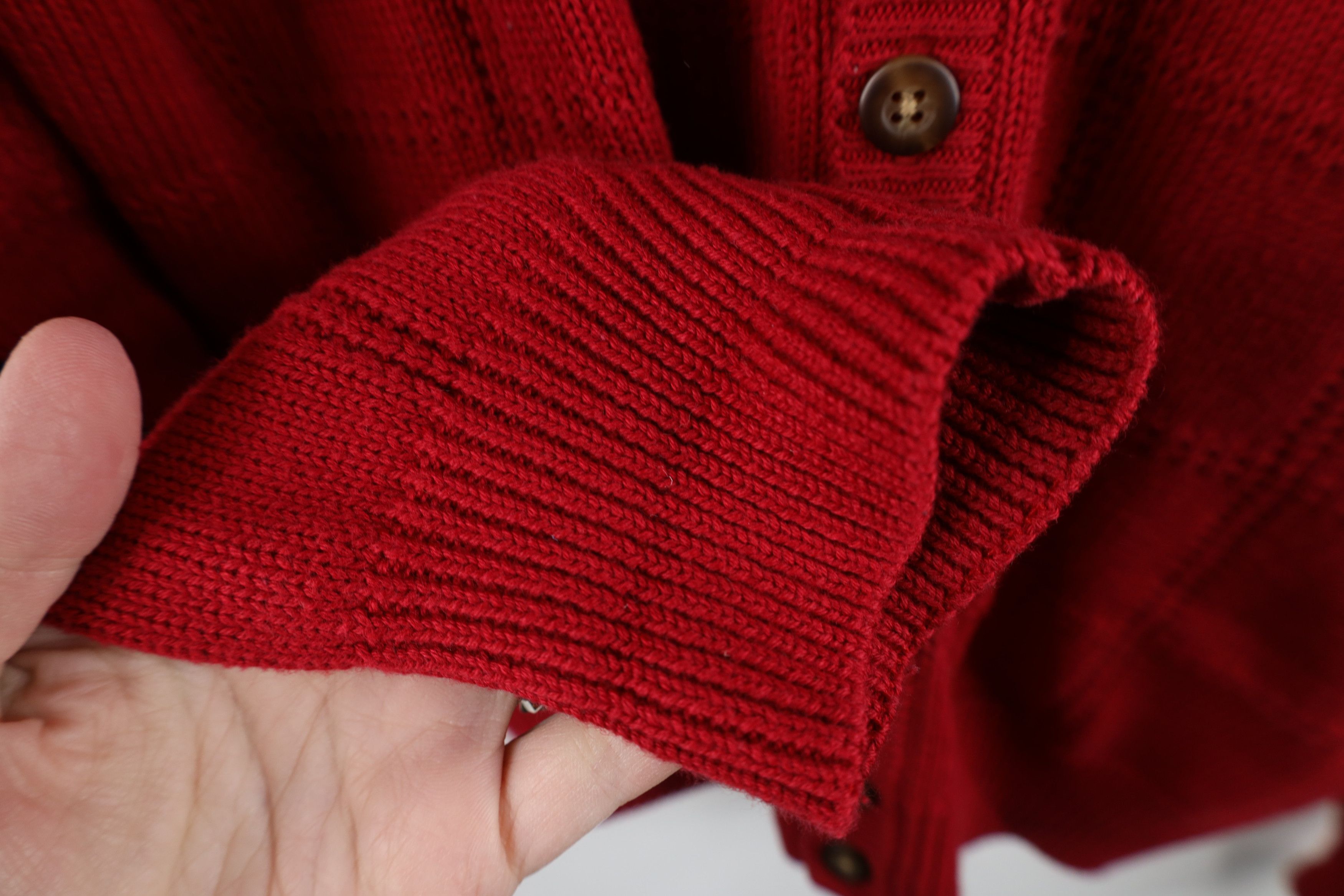 Vintage Vintage 90s Streetwear Checkered Knit Cardigan Sweater Red Size US L / EU 52-54 / 3 - 7 Thumbnail