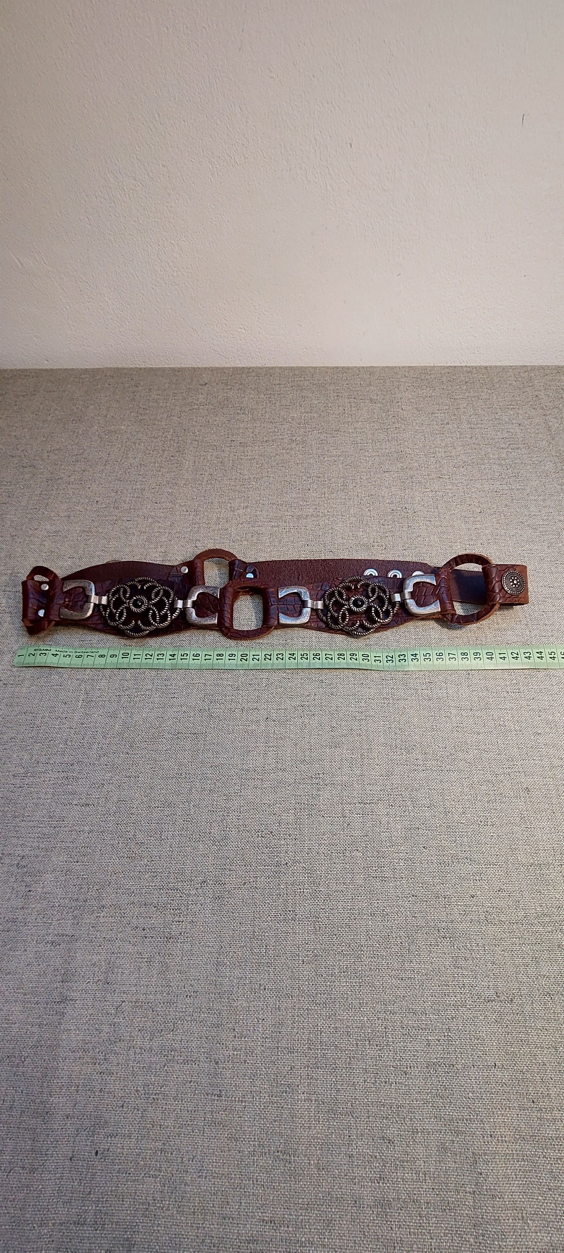 Vintage Vintage Western Leather Belt w/ Metal Rosette Accents Size ONE SIZE - 10 Thumbnail