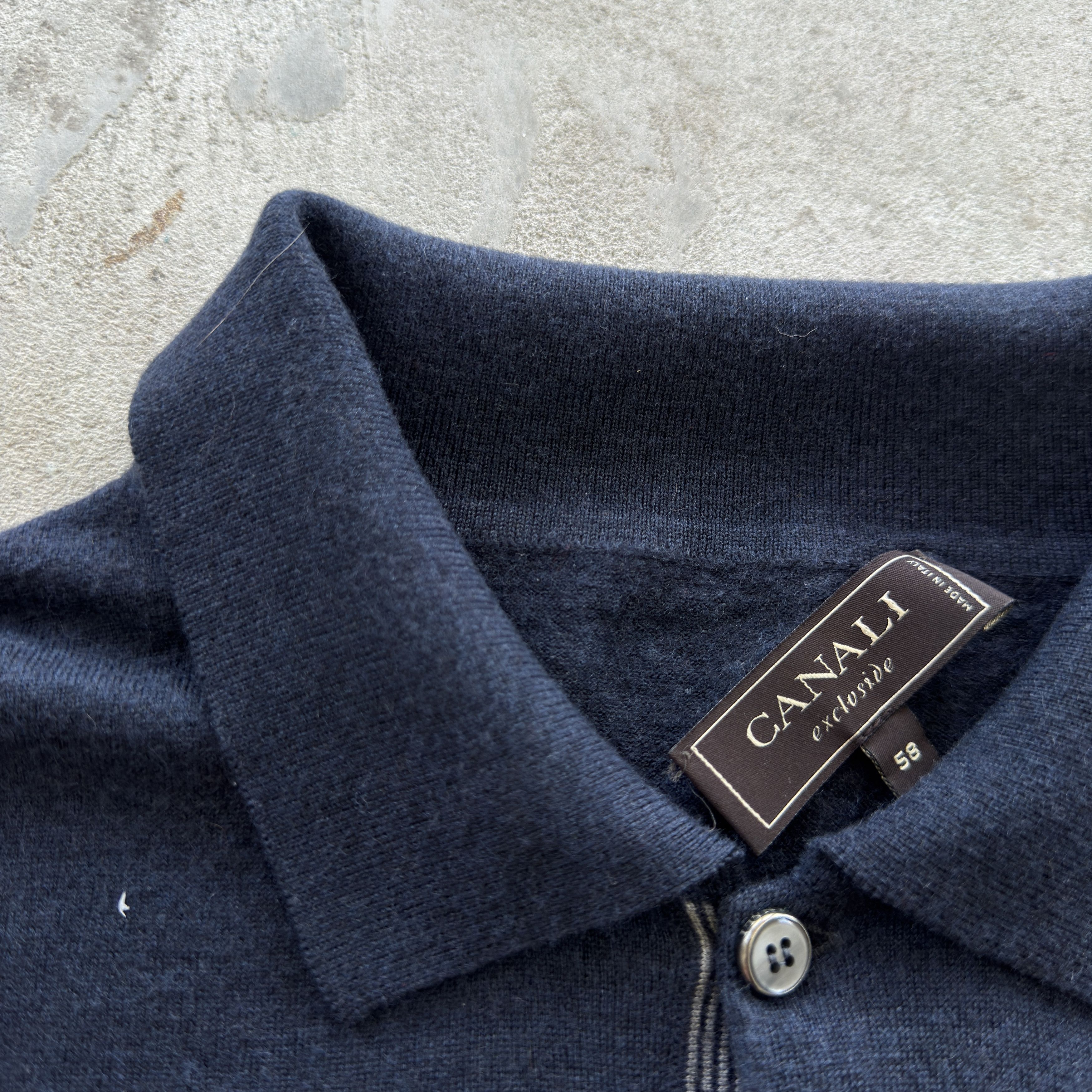 Canali Canali Exclusive Navy Long Sleeve Wool Polo Shirt Size 58 Size US M / EU 48-50 / 2 - 7 Thumbnail