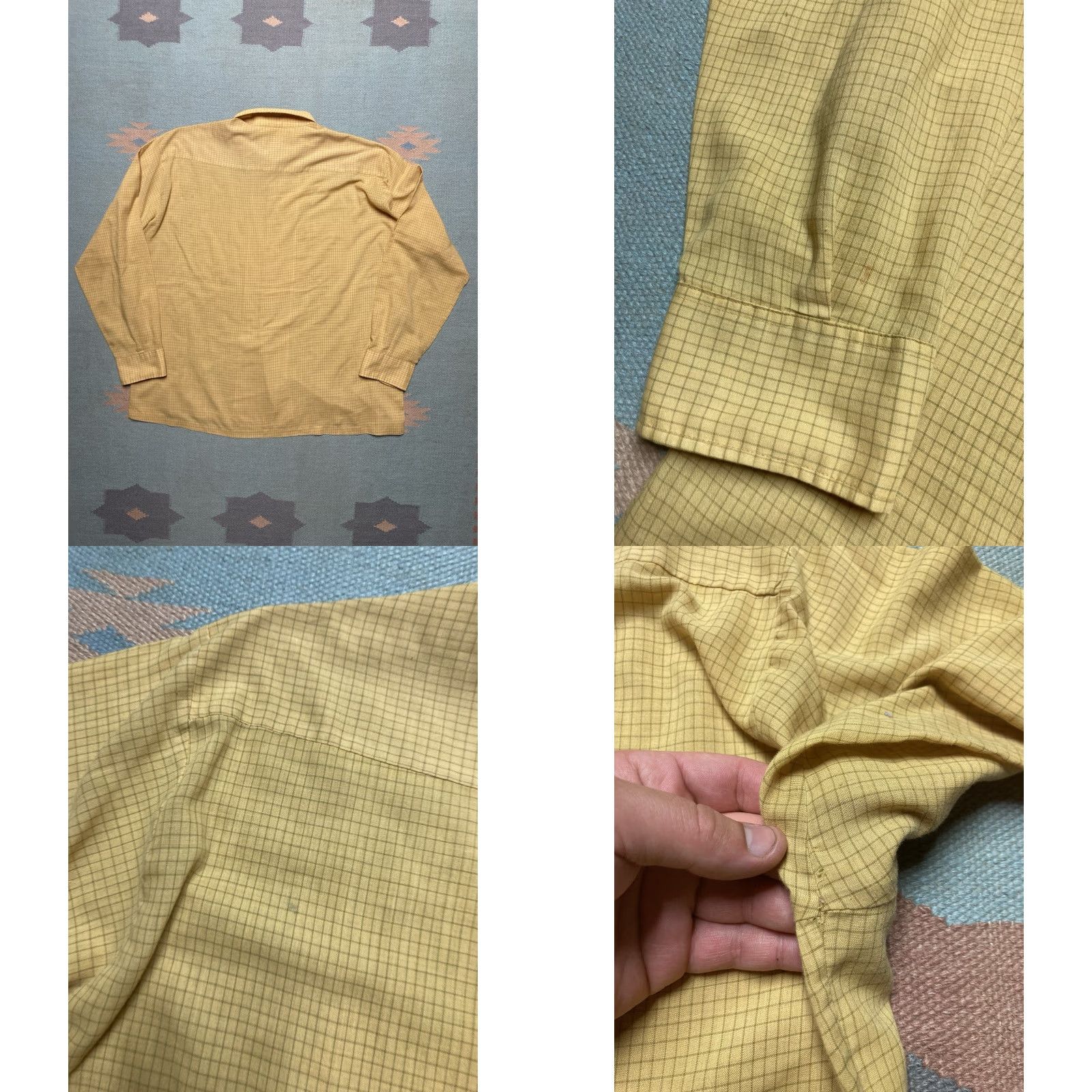 Vintage VINTAGE Campus 70s Button-Up Shirt Long Sleeve Yellow Plaid Lightweight Men XL Size US XL / EU 56 / 4 - 8 Thumbnail