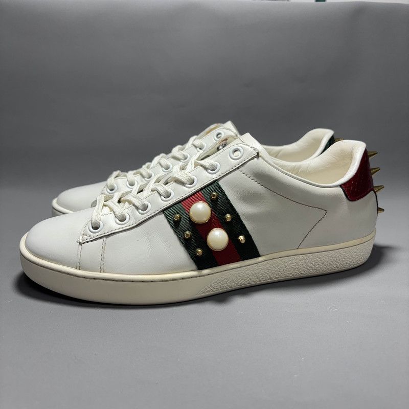 Gucci Gucci Ace Leather Studded Fashion Sneakers for Women 0079 Size US 6.5 / IT 36.5 - 1 Thumbnail